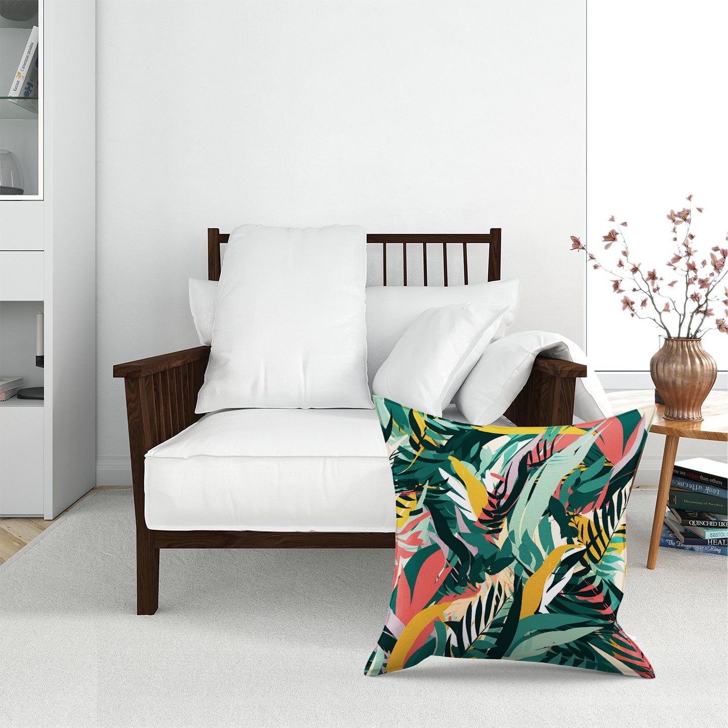 Coloured Tropical Leaves Floor Cushion