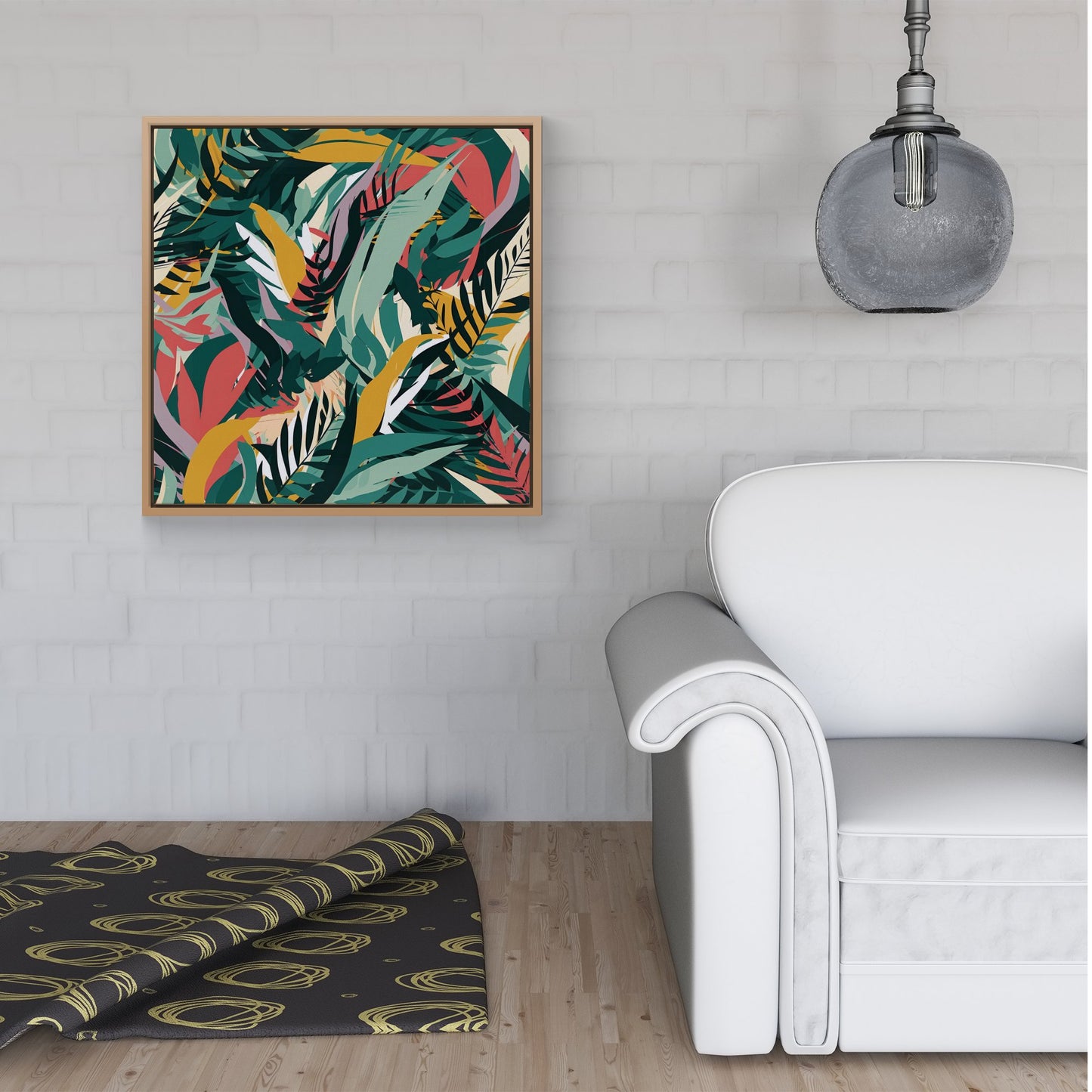 Coloured Tropical Leaves Framed Canvas