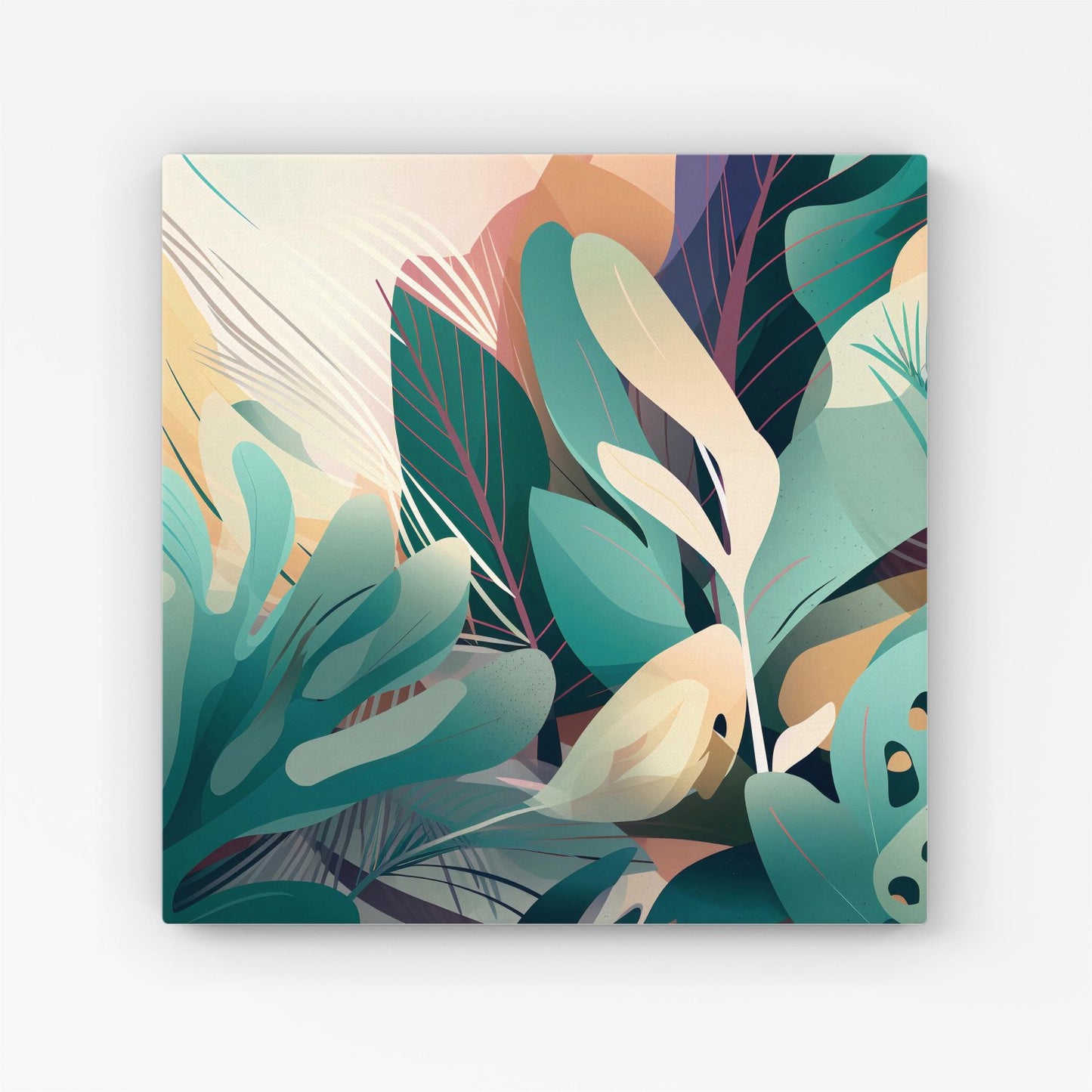 Abstract Tropical Leaves Canvas
