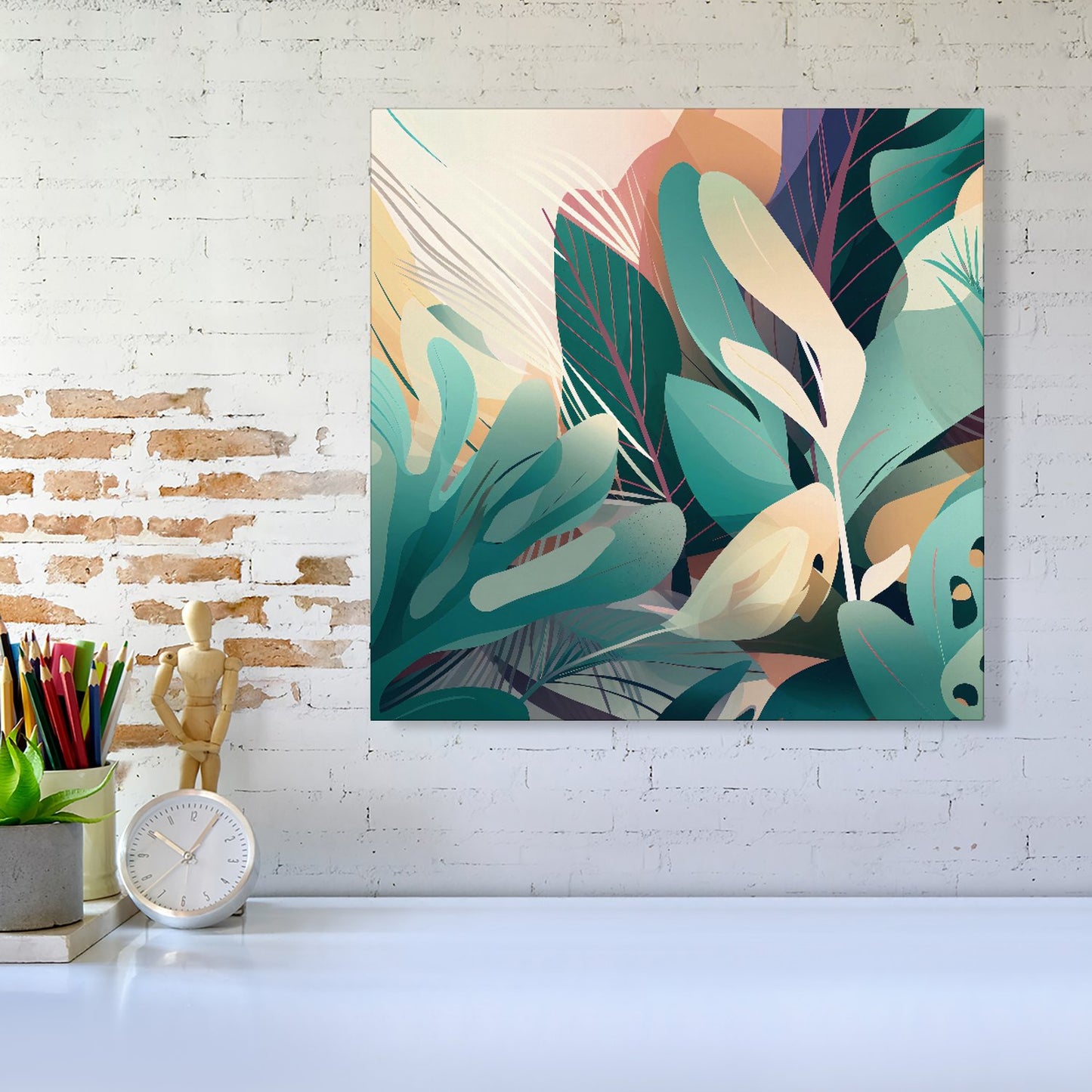 Abstract Tropical Leaves Canvas