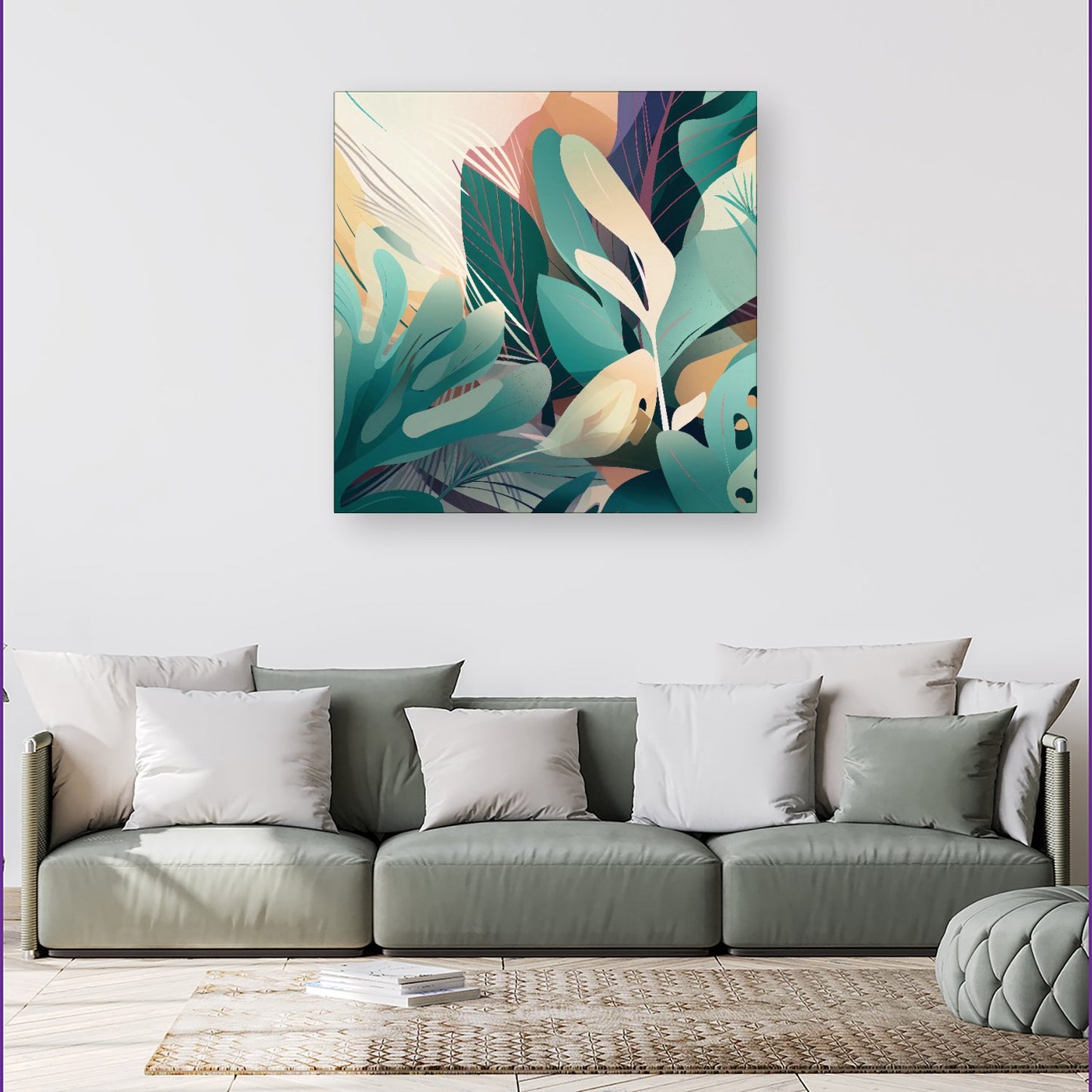Abstract Tropical Leaves Canvas