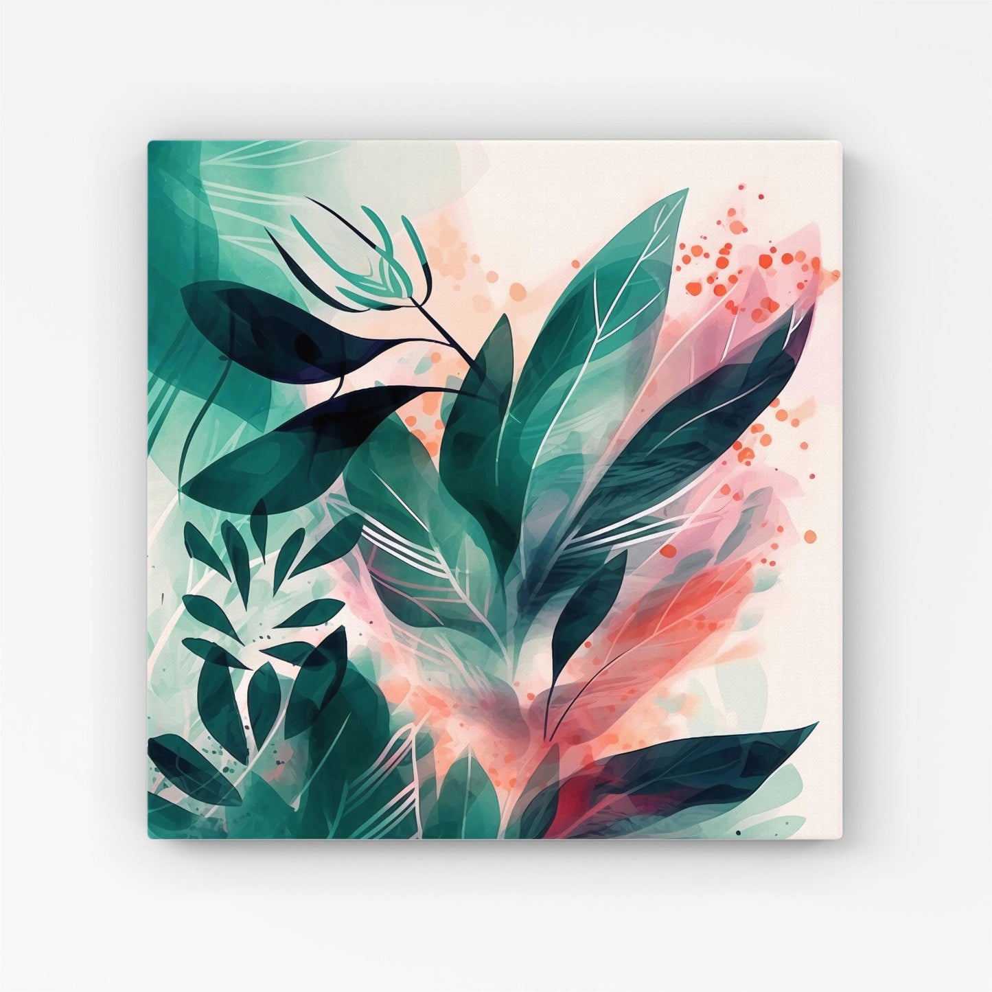 Green Feather leaves Tropical Canvas