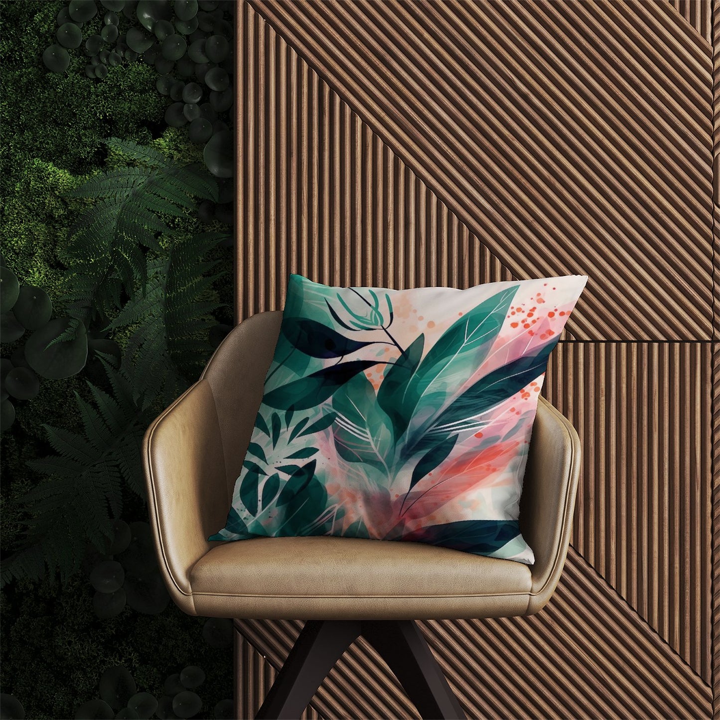 Green Feather leaves Tropical Outdoor Cushion