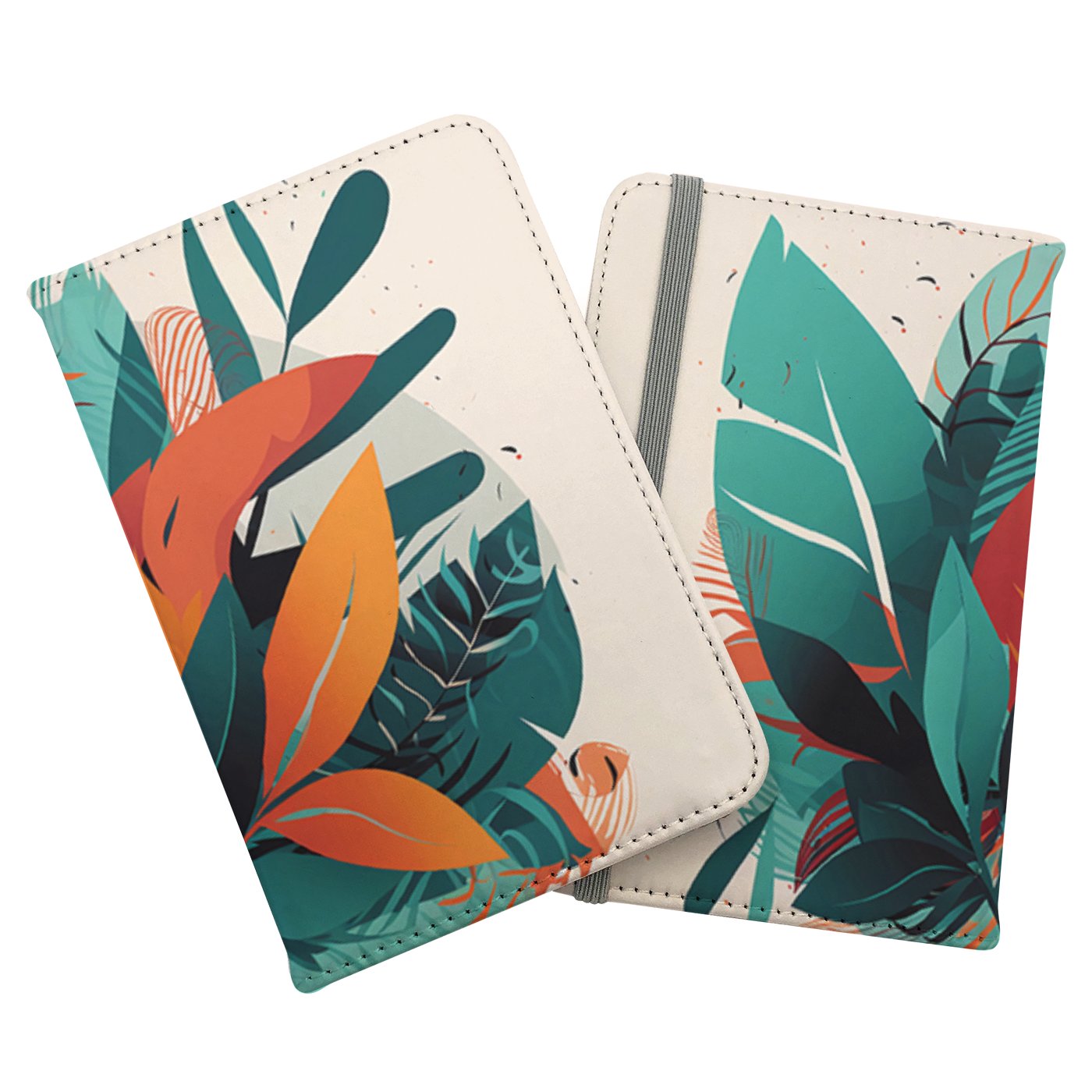 Green Orange Tropical Leaves Passport Cover