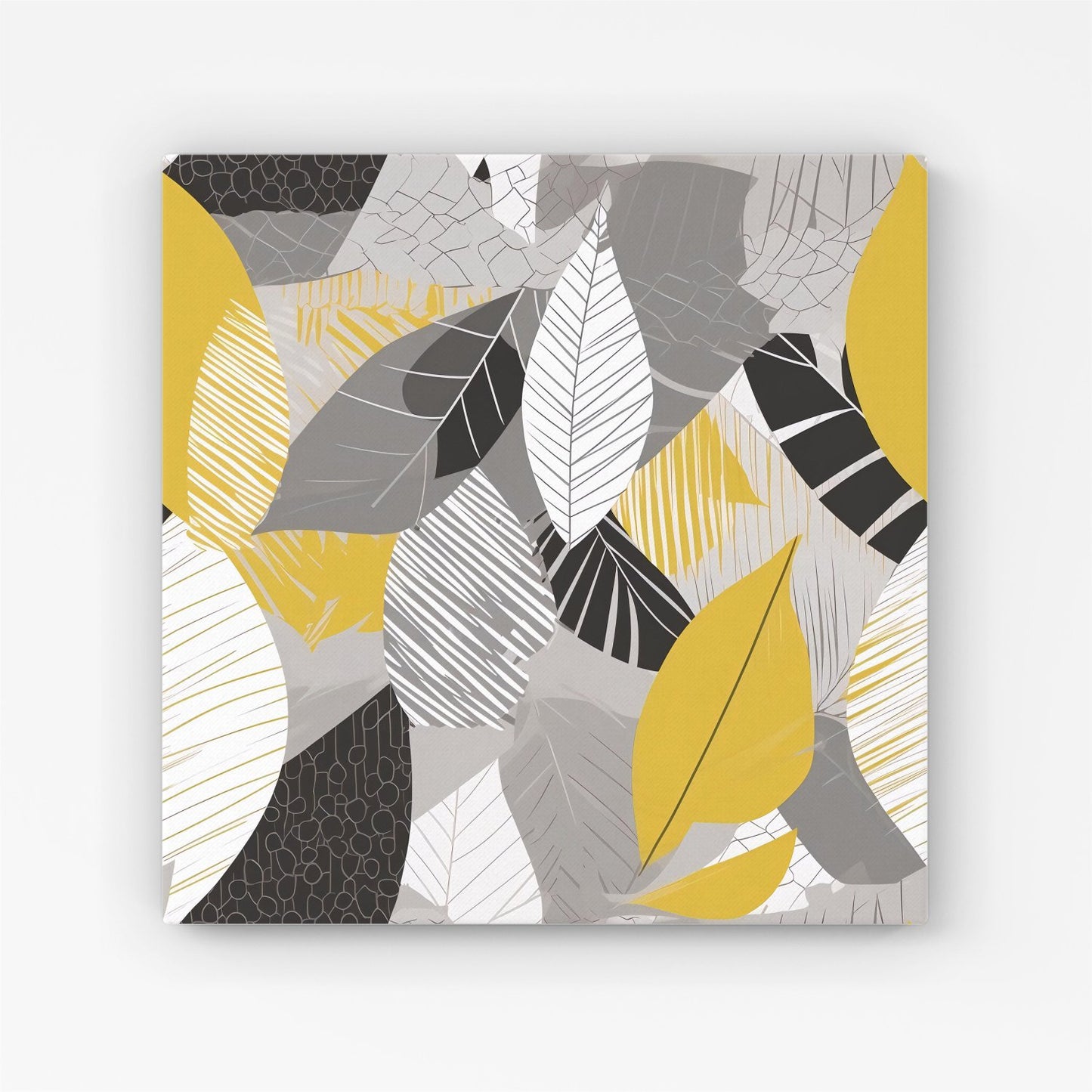 Grey Yellow Autumn Leaves Canvas