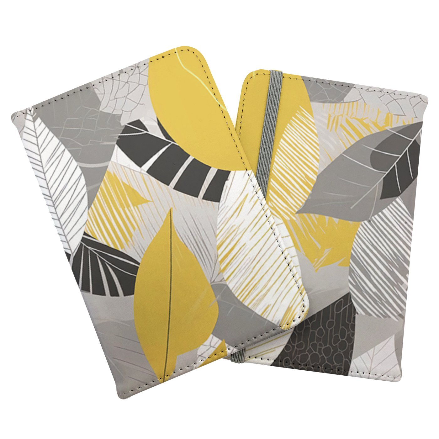 Grey Yellow Autumn Leaves Passport Cover