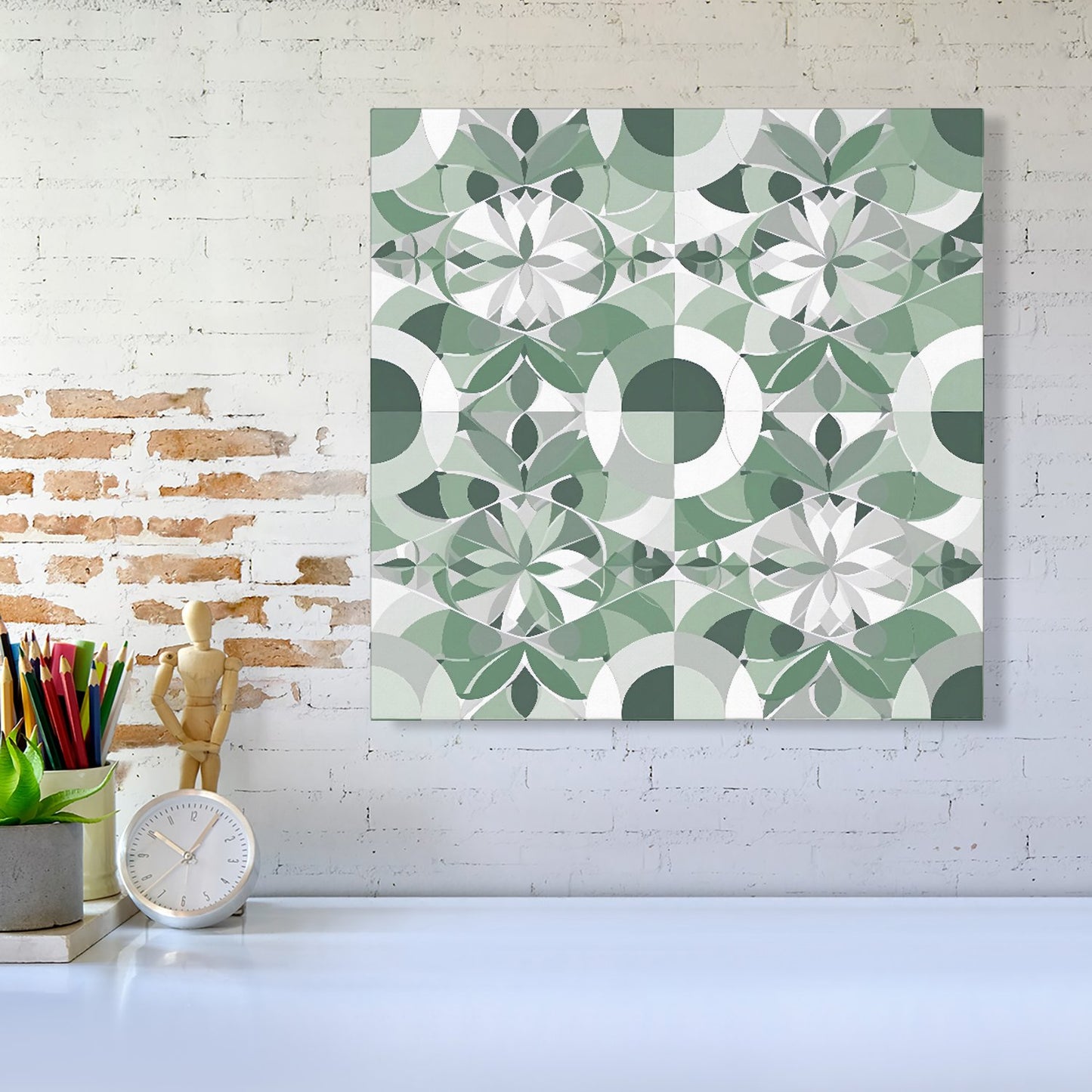 Geometric Pastel Green Canvas
