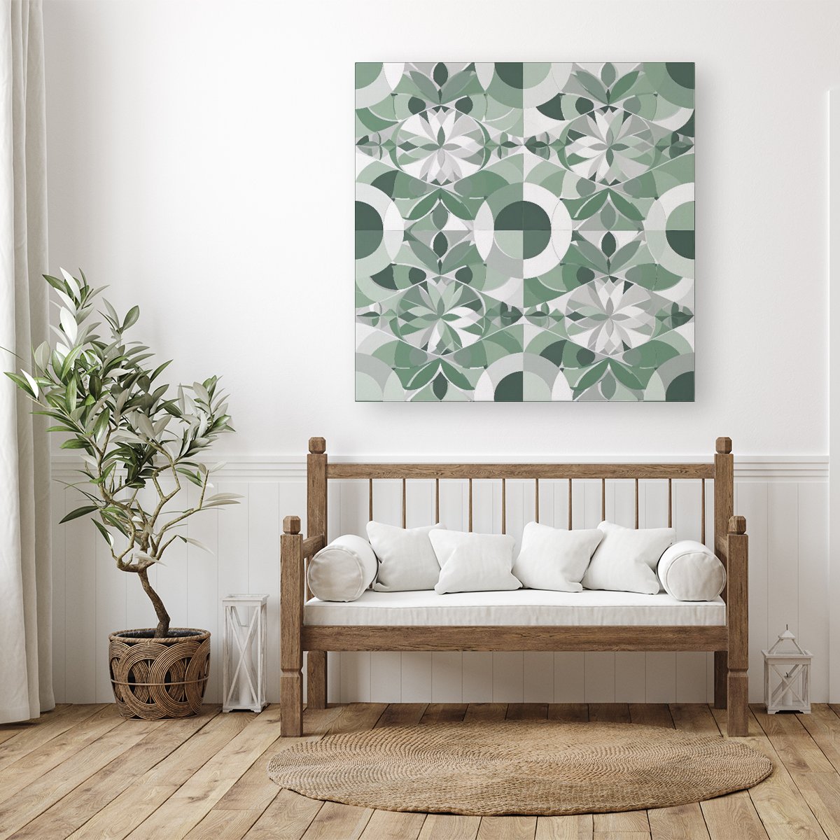 Geometric Pastel Green Canvas