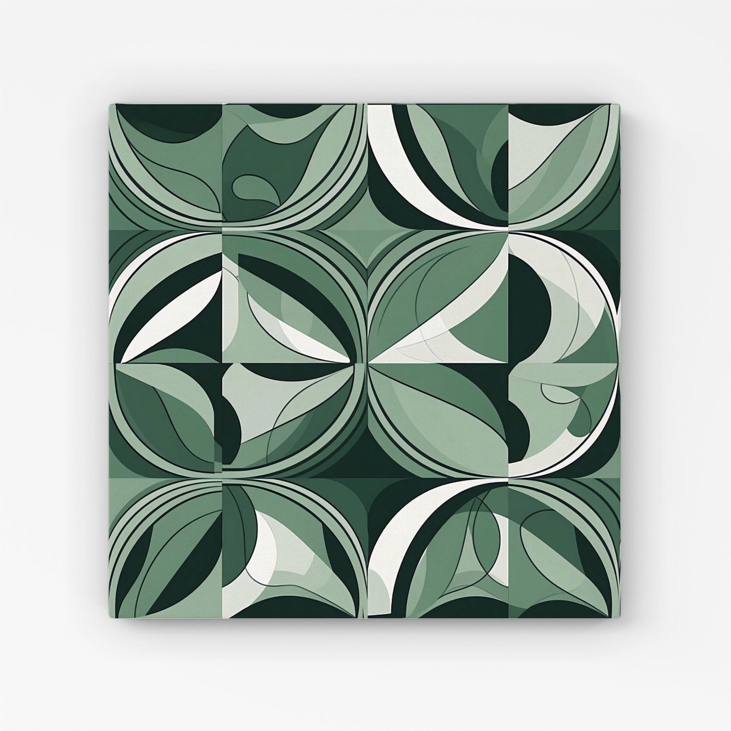 Geometric Green Black Canvas