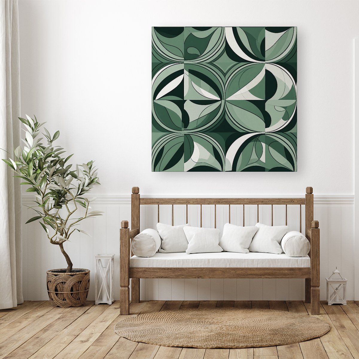 Geometric Green Black Canvas