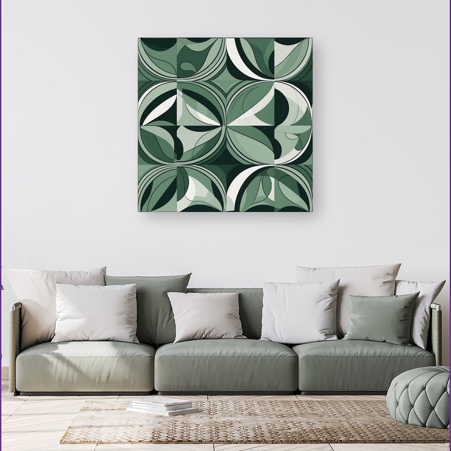 Geometric Green Black Canvas