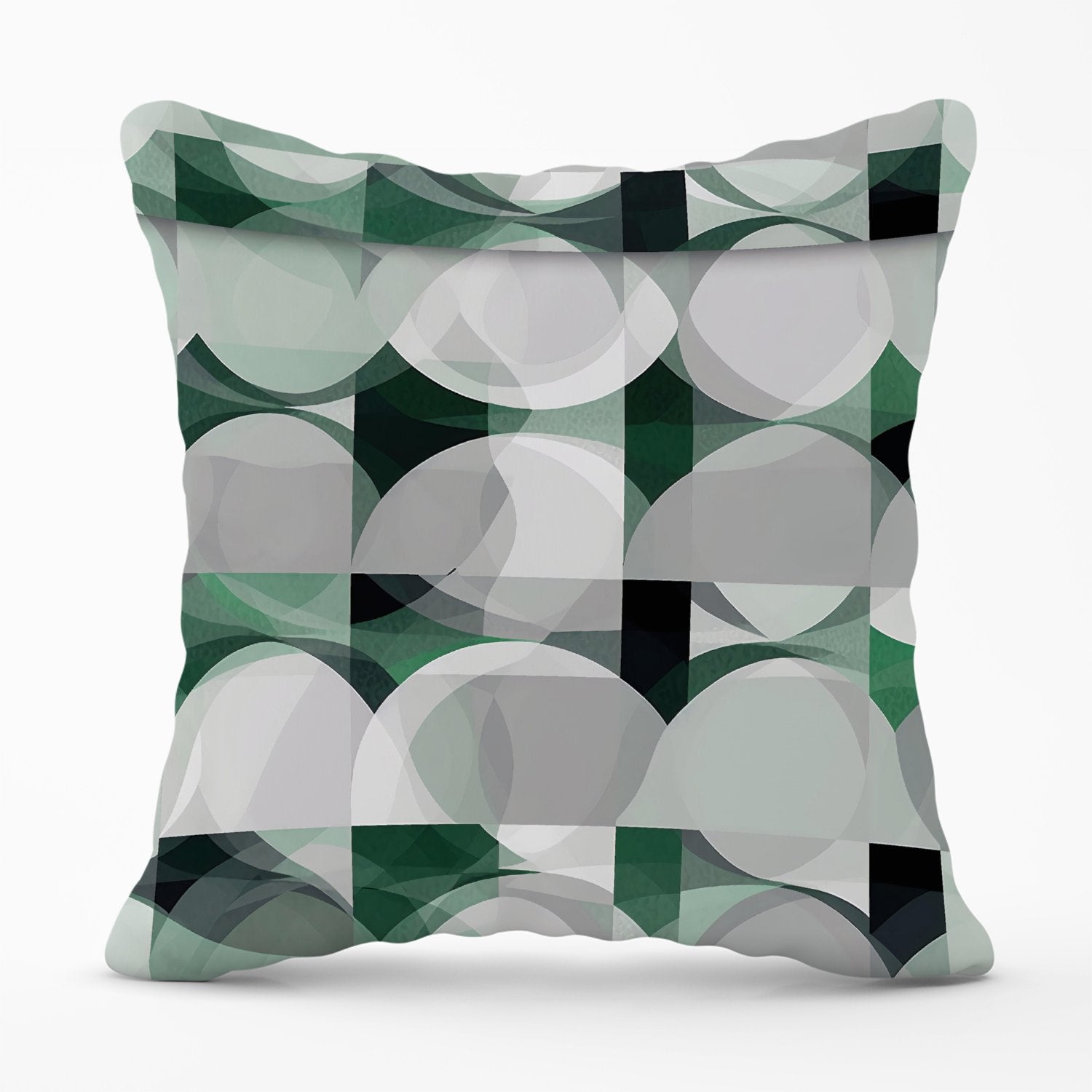 Geometric Grey Green Outdoor Cushion - Main Image