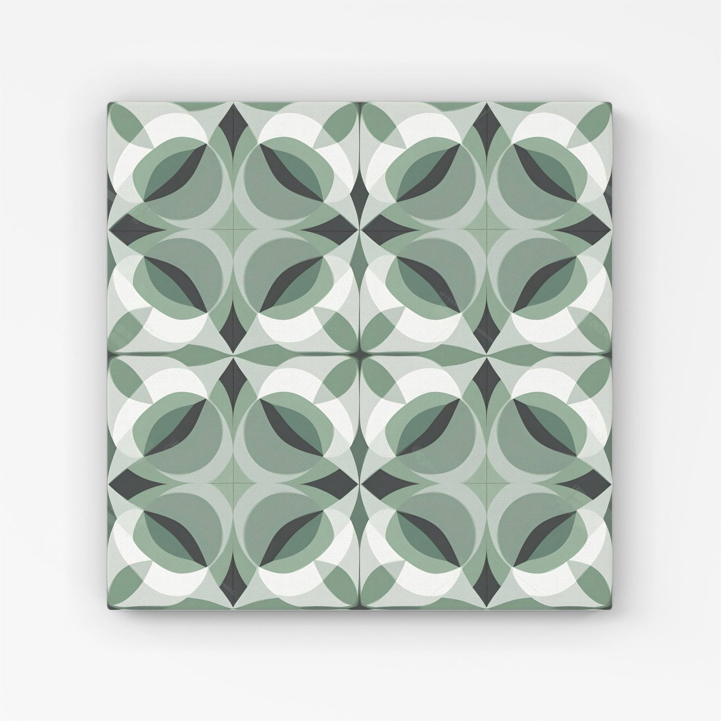 Geometric Green Grey Canvas