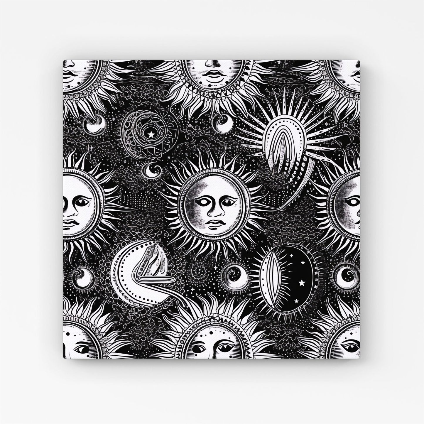 Moon and Sun Black White Canvas