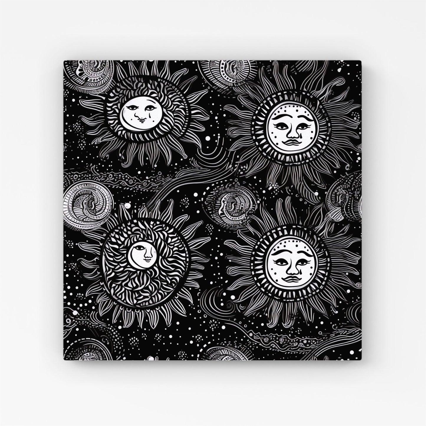 Moon and Sun White Black Canvas