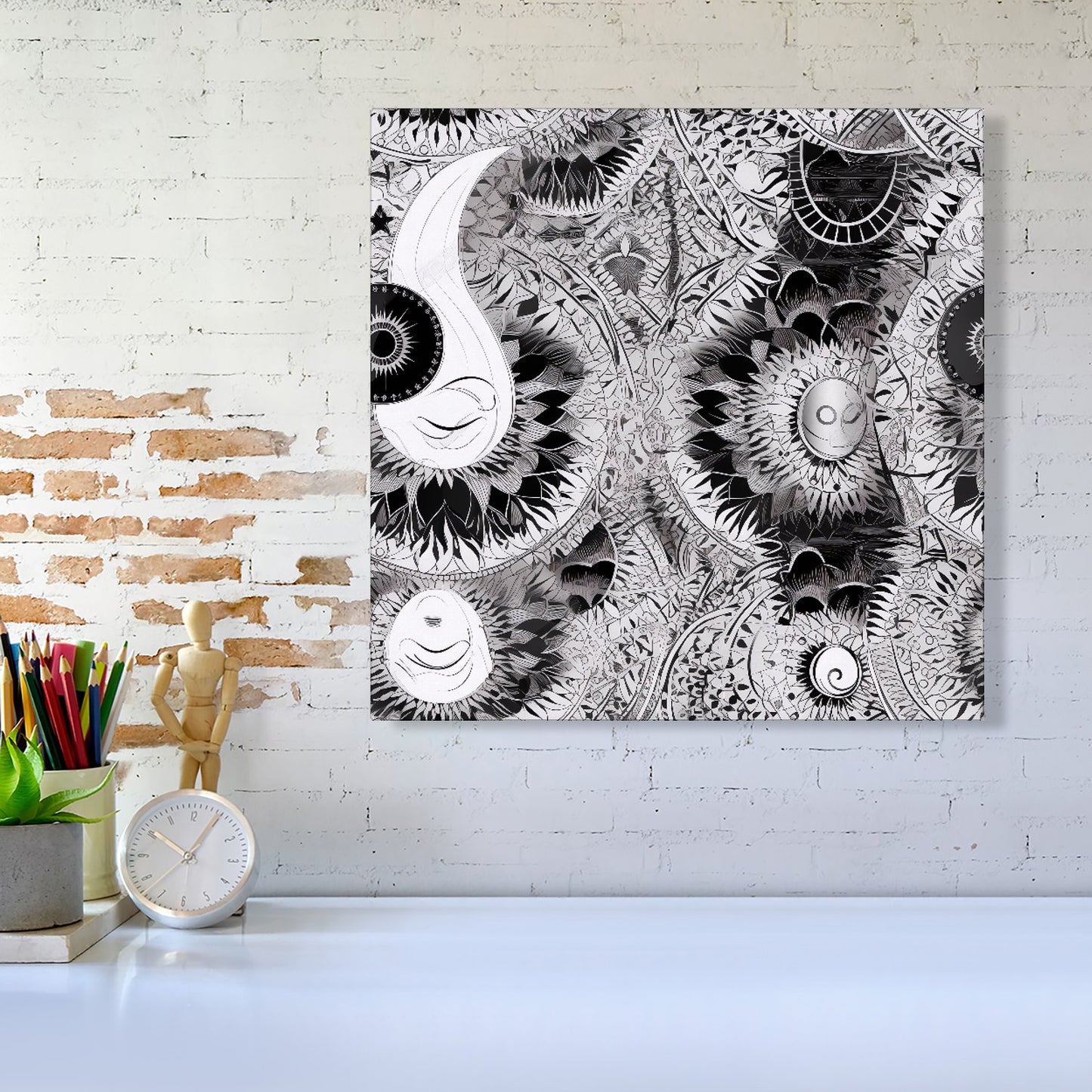 Abstract Moon and Sun Canvas