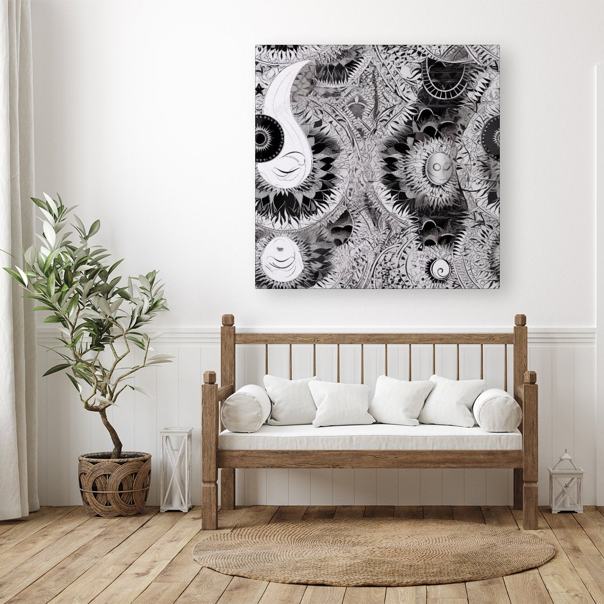Abstract Moon and Sun Canvas