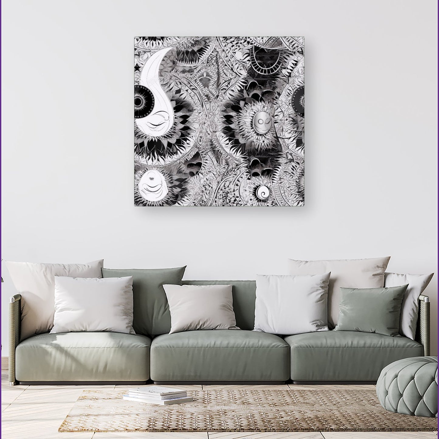 Abstract Moon and Sun Canvas