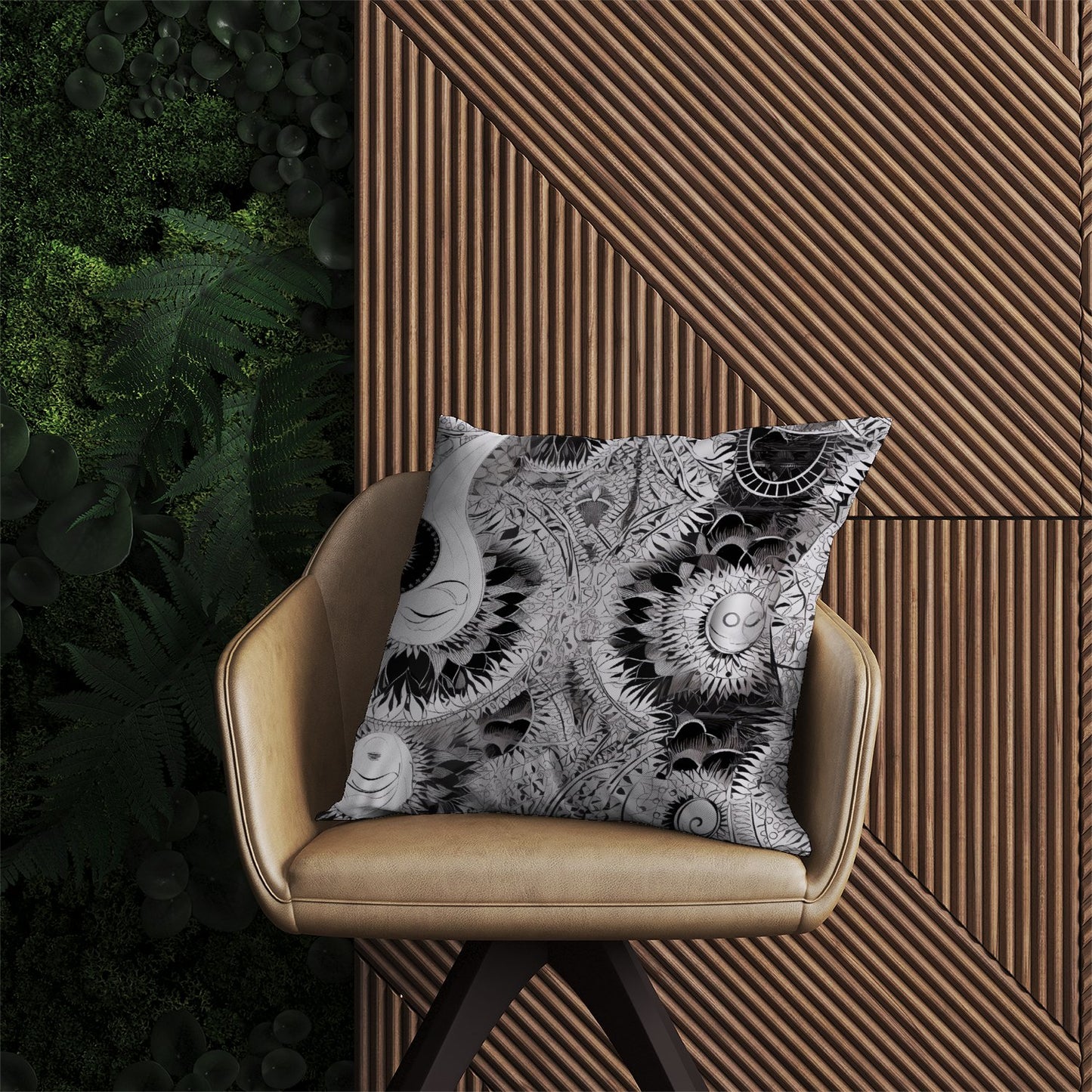 Abstract Moon and Sun Outdoor Cushion