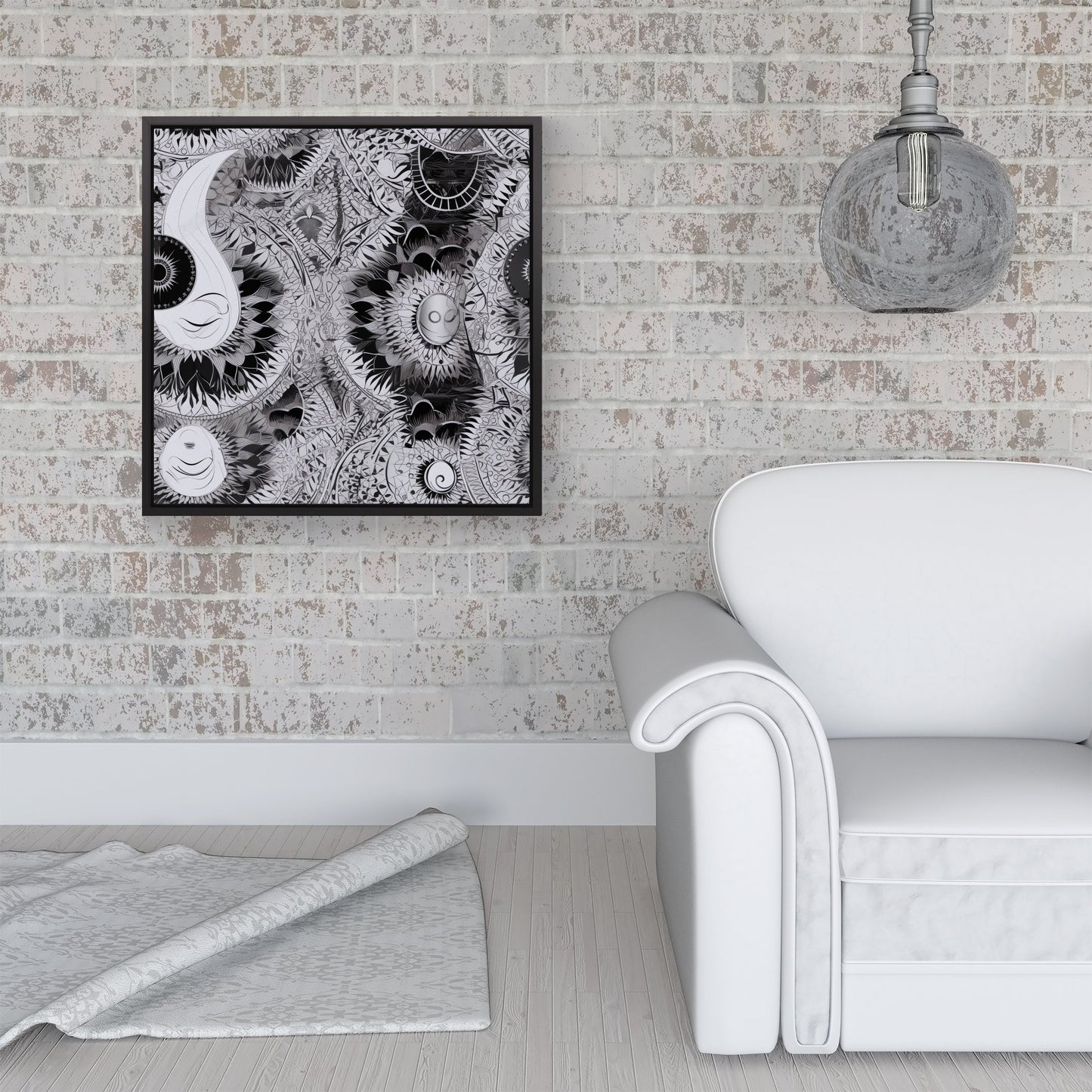 Abstract Moon and Sun Framed Canvas