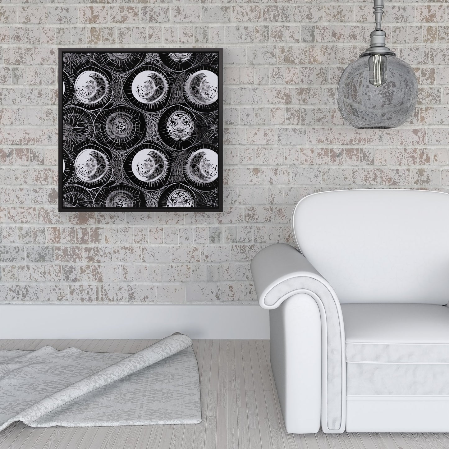 Black White Moon and Sun Framed Canvas