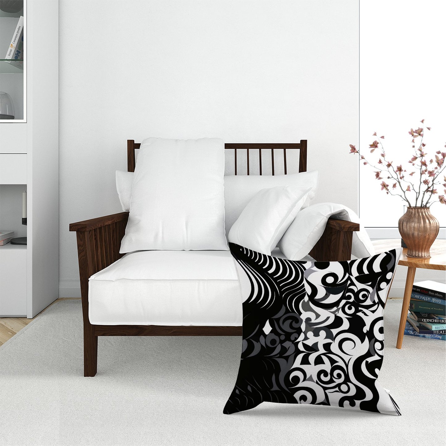 Black Grey Abstract Floor Cushion