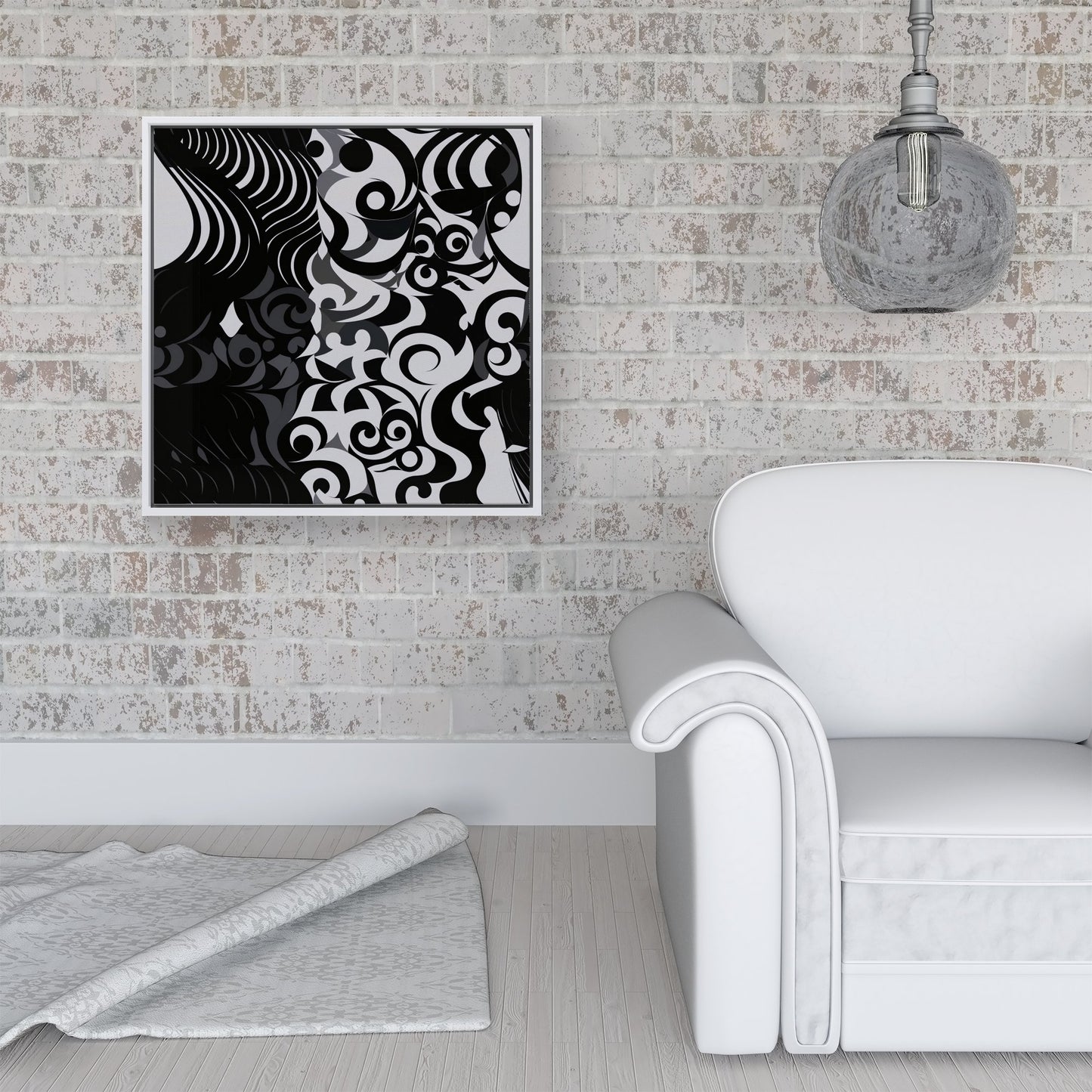 Black Grey Abstract Framed Canvas