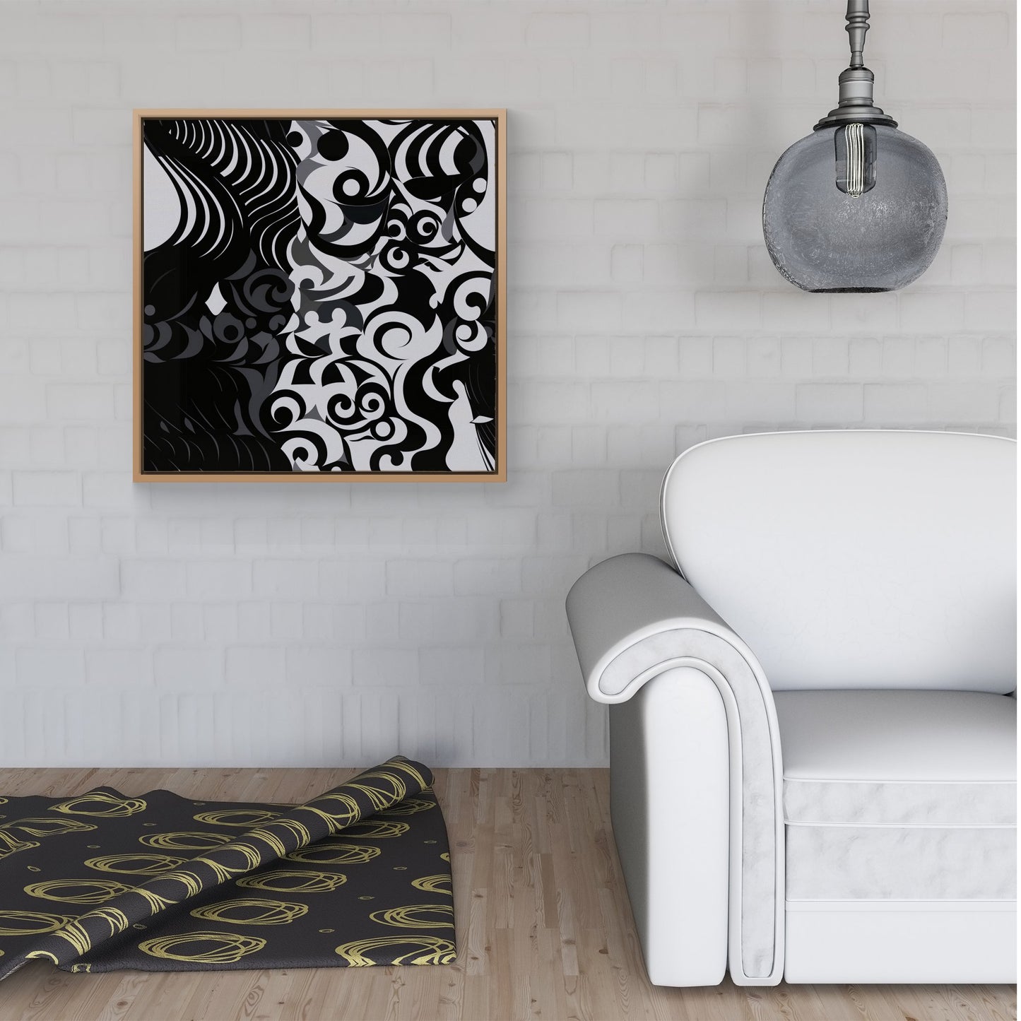 Black Grey Abstract Framed Canvas