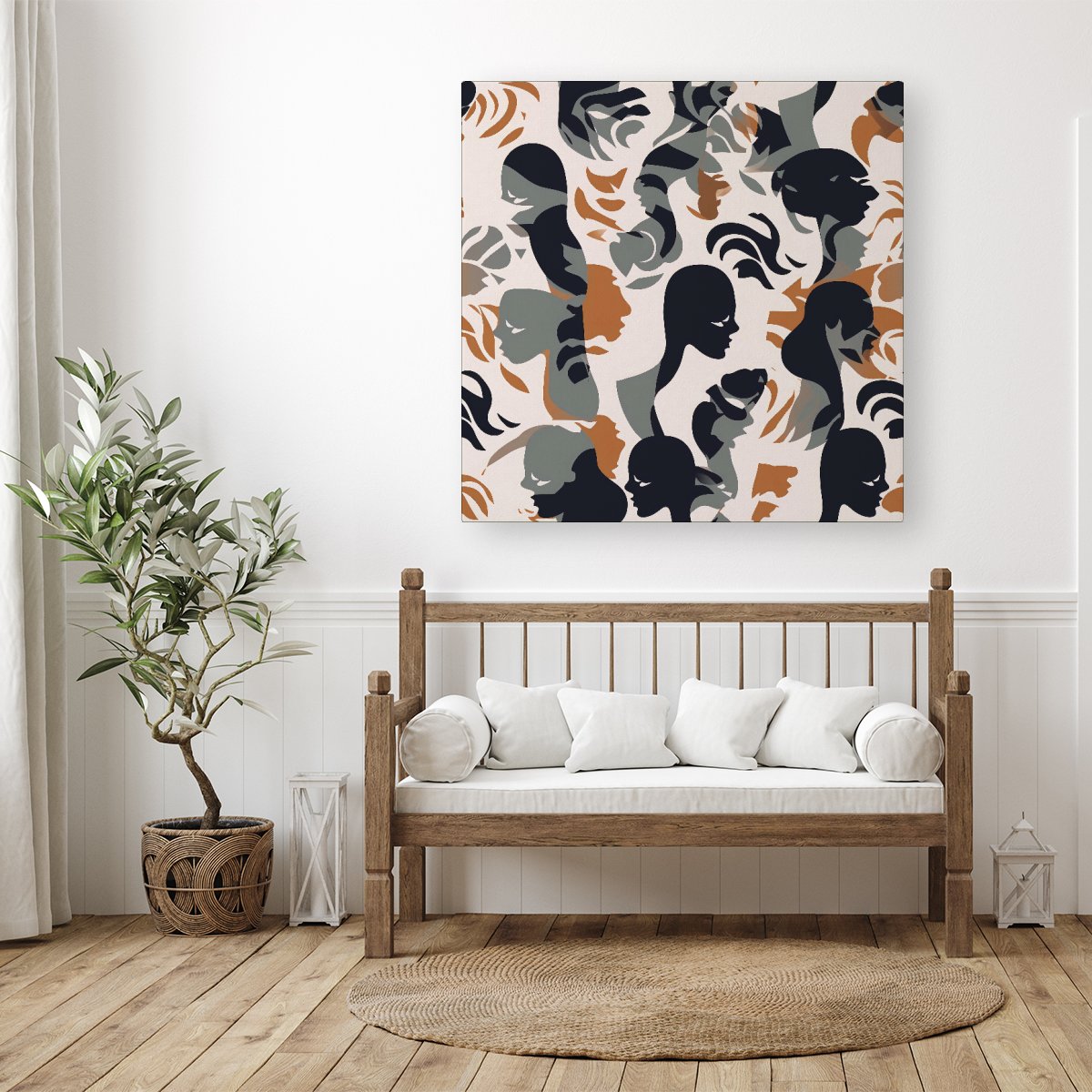 Abstract Grey Brown Silhouette Canvas