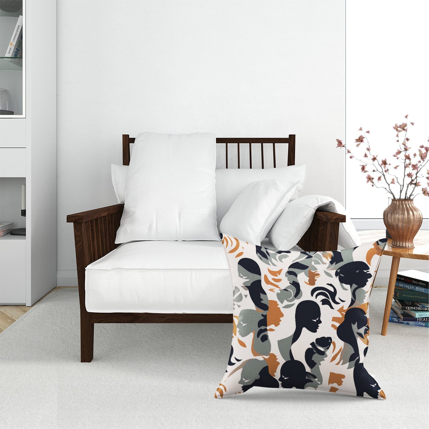 Abstract Grey Brown Silhouette Floor Cushion