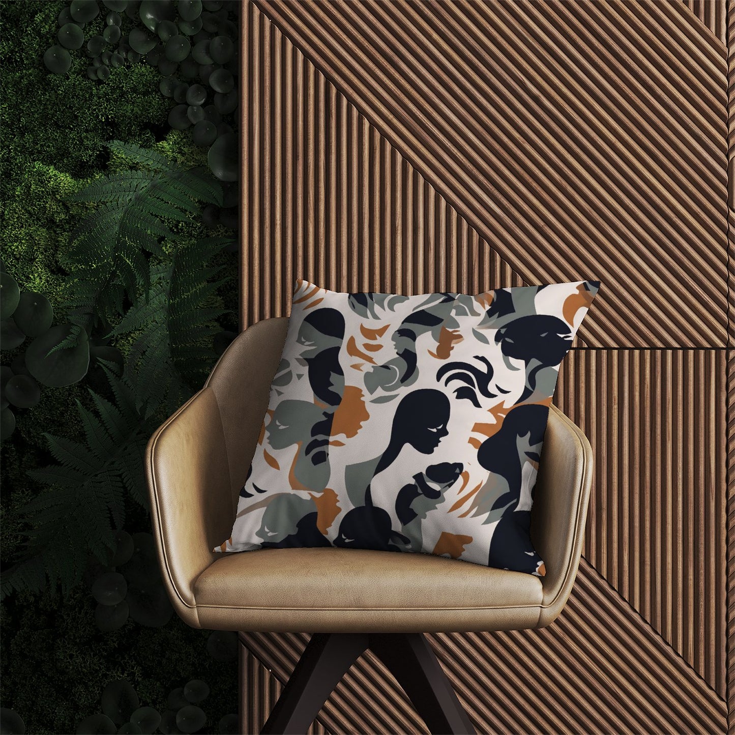 Abstract Grey Brown Silhouette Outdoor Cushion