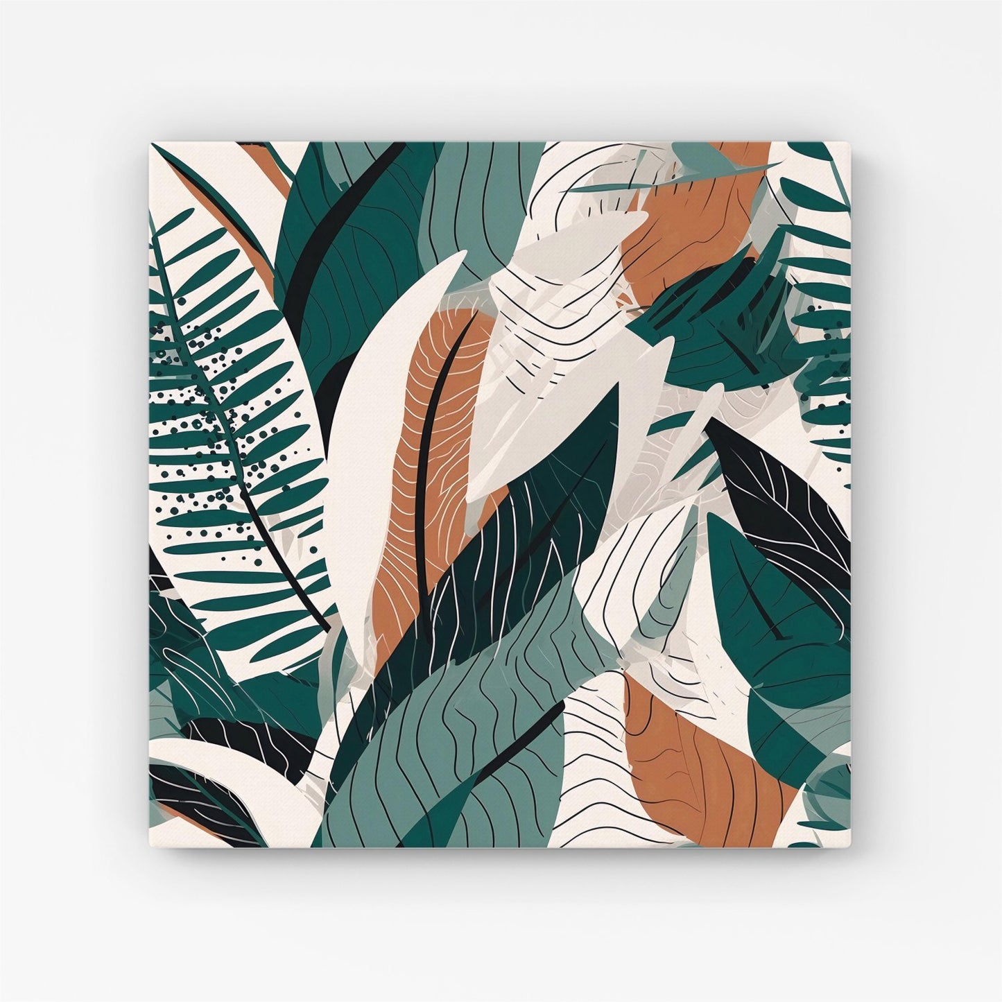 Autumn Tropical Leaves Green Brown Canvas