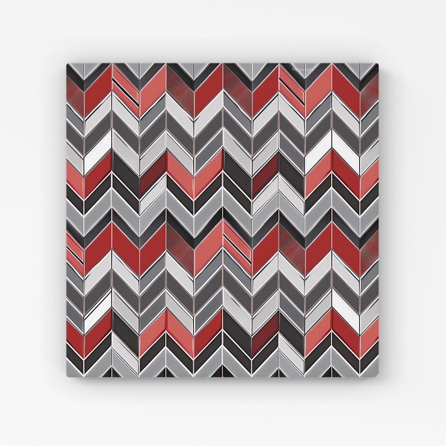 Red Grey Geometric Pattern Canvas