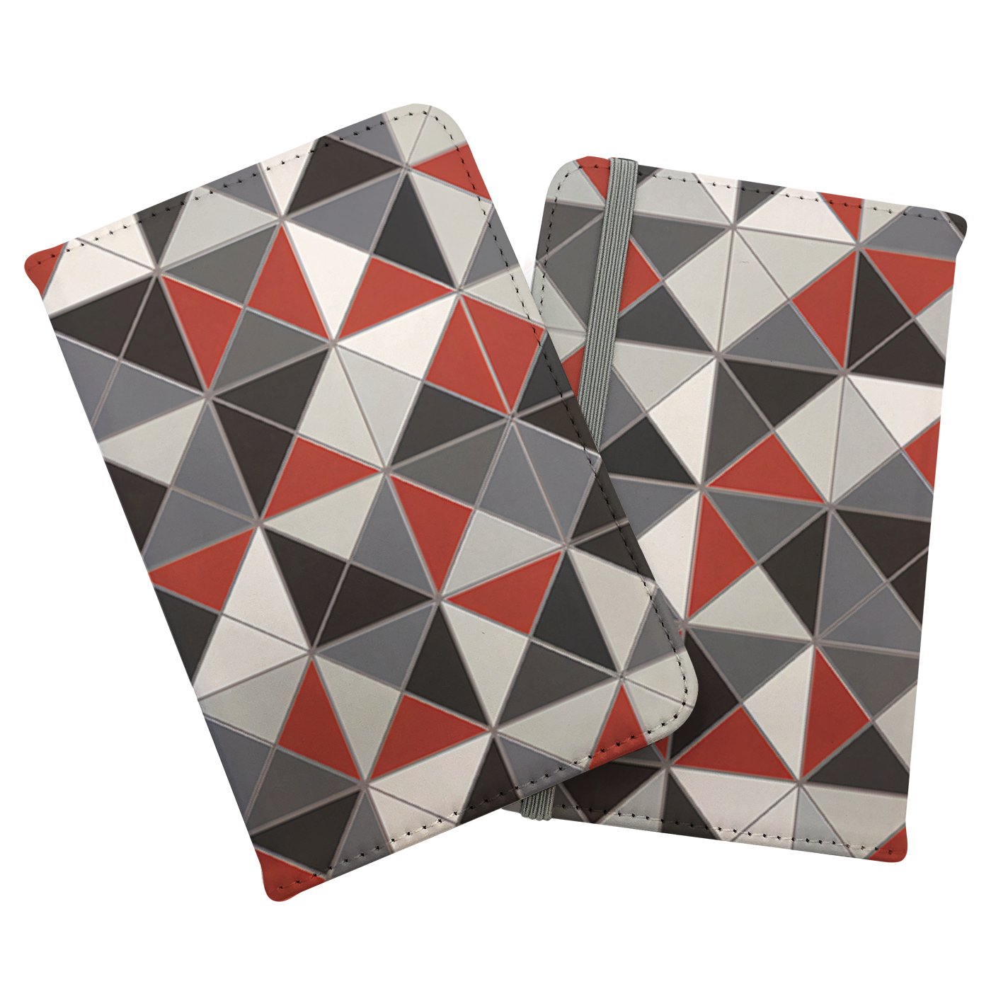 Grey Red Triangle Geometric Passport Cover