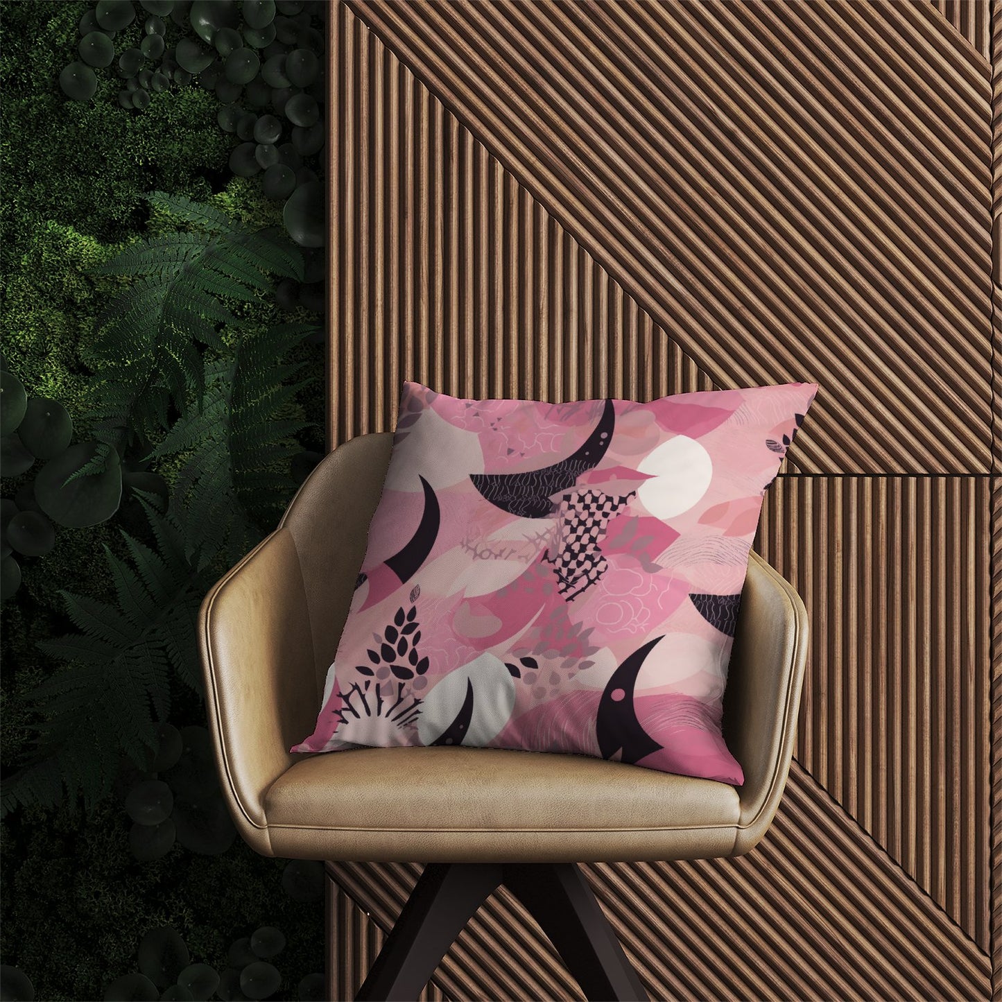 Abstract Pink Moon Pattern Outdoor Cushion