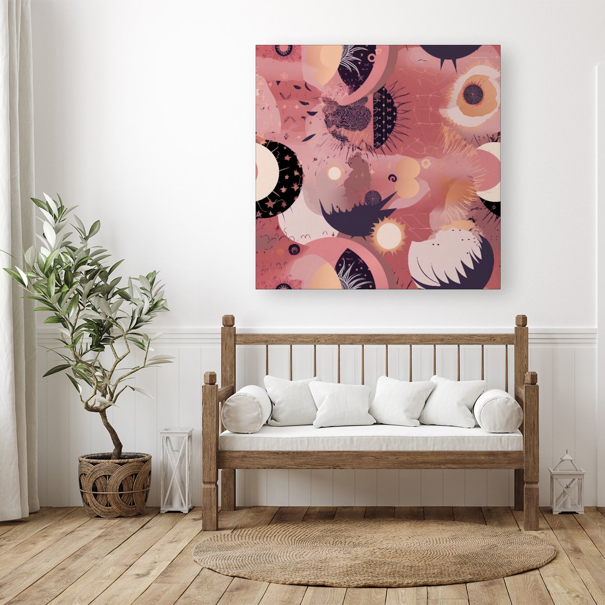Abstract Red Pink Pattern Canvas