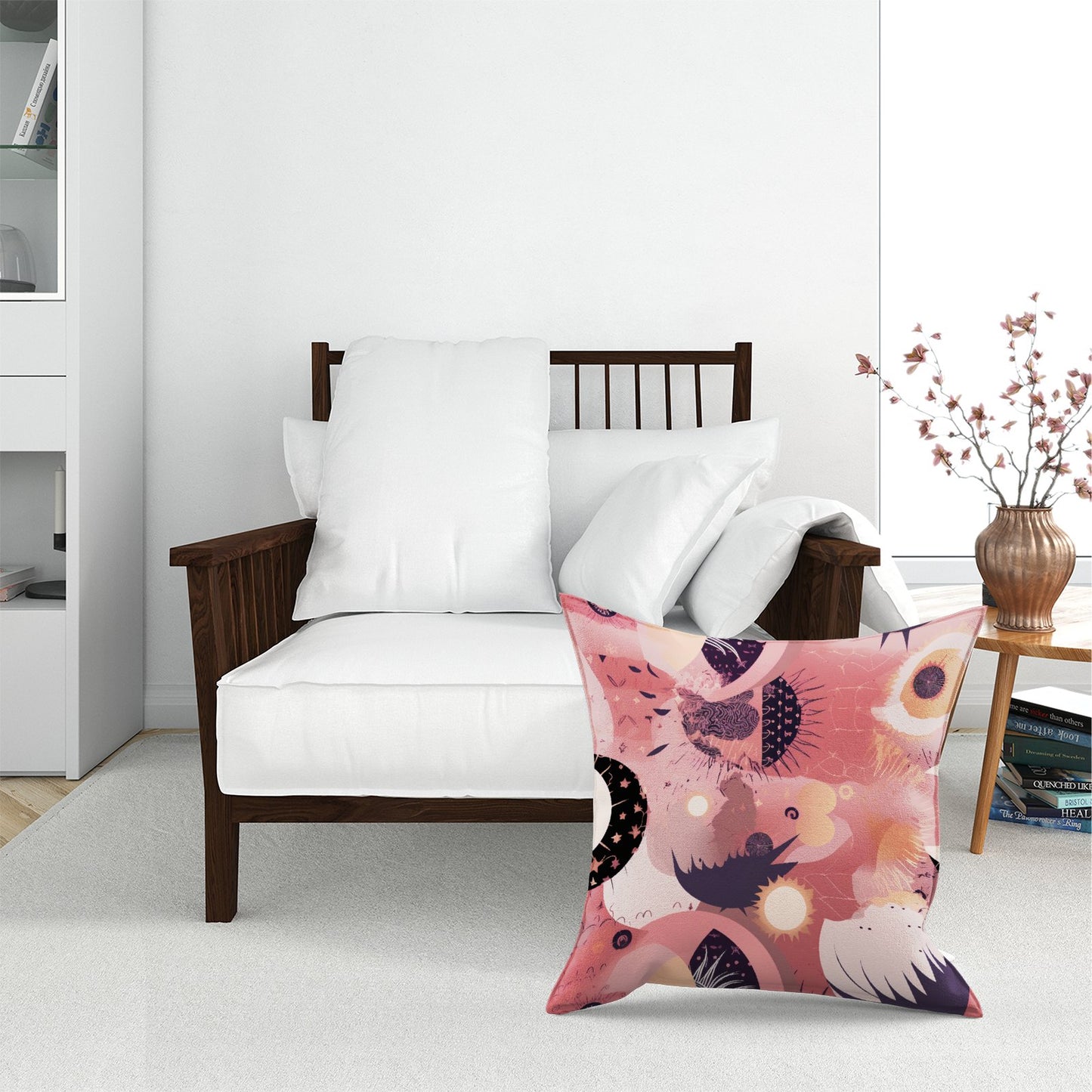 Abstract Red Pink Pattern Floor Cushion