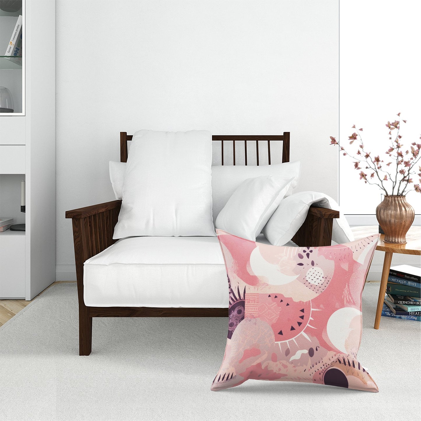 Abstract Pink White Floor Cushion