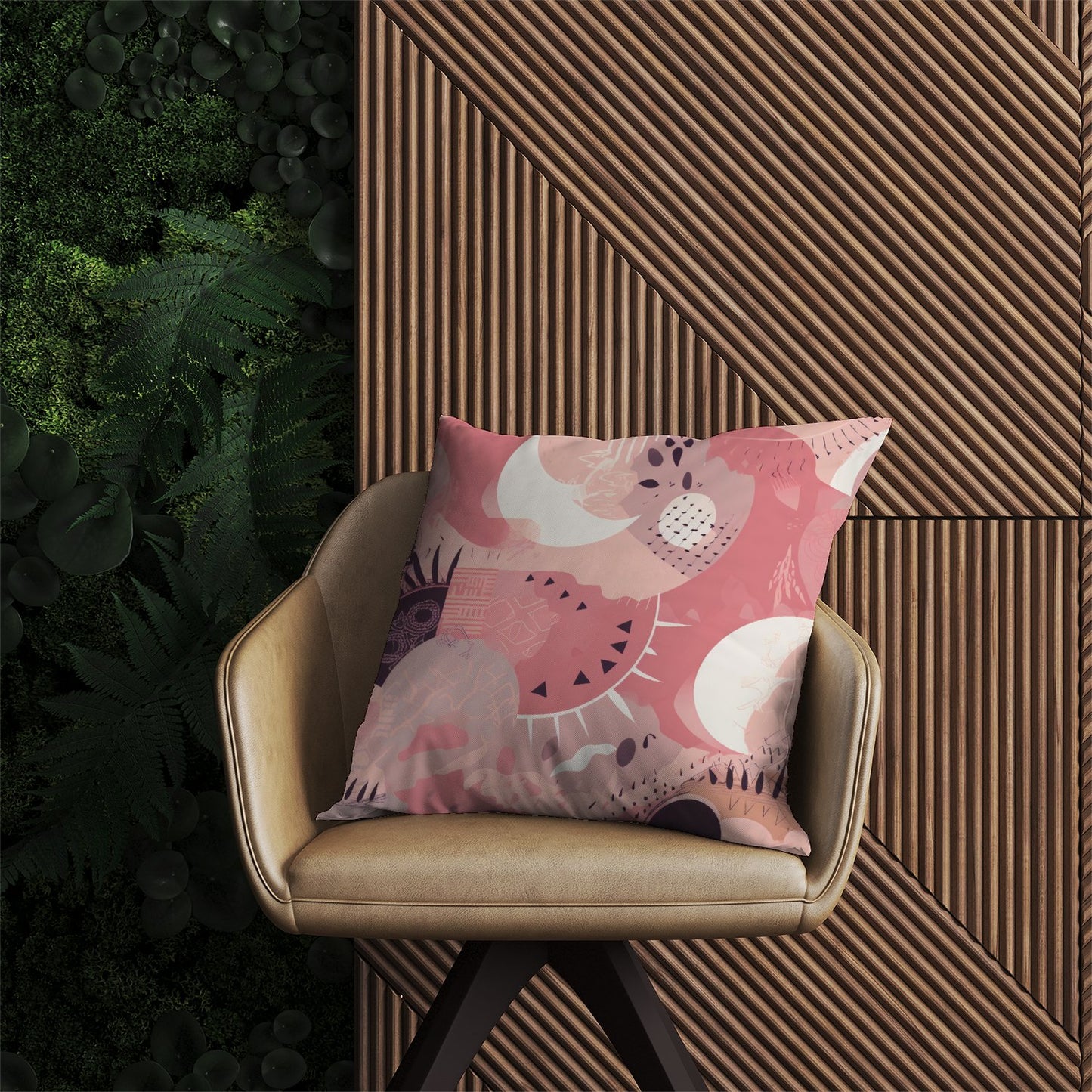 Abstract Pink White Outdoor Cushion