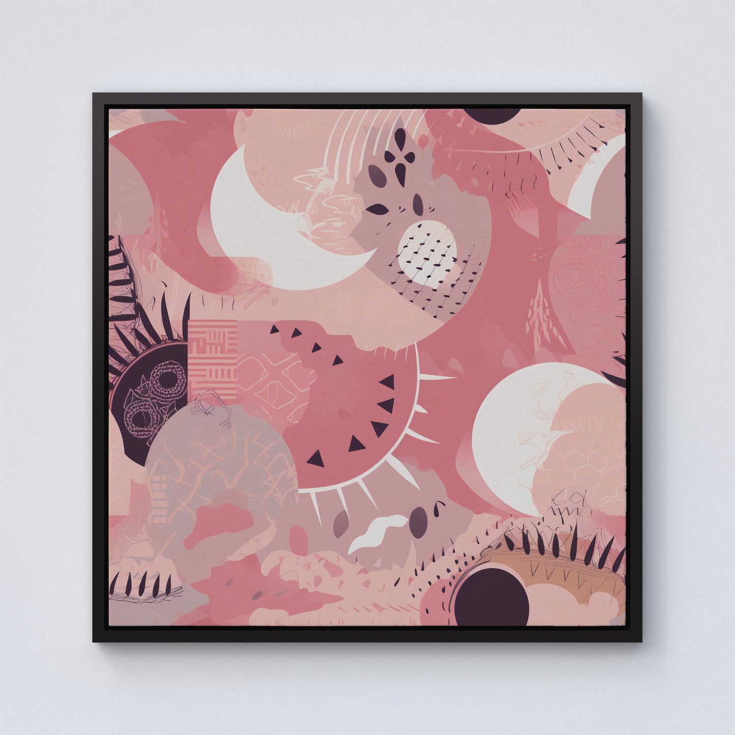 Abstract Pink White Framed Canvas