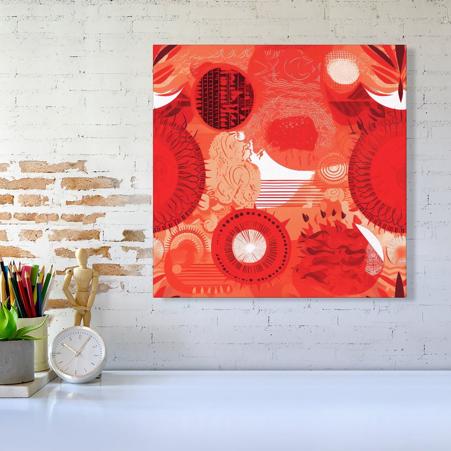 Abstract Red Sun pattern Canvas