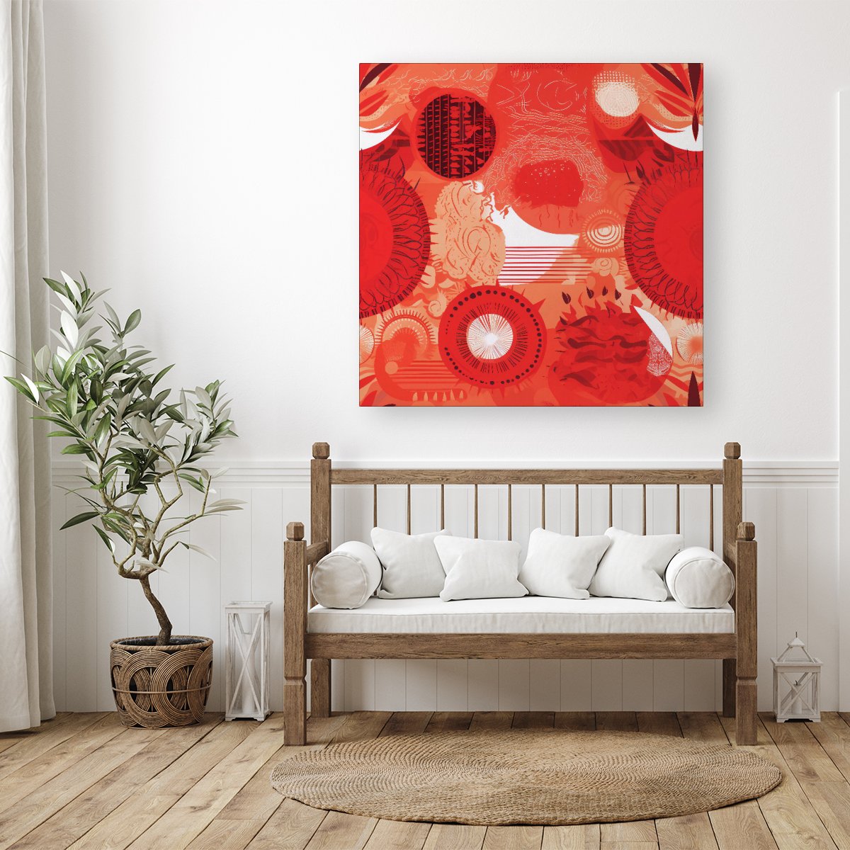 Abstract Red Sun pattern Canvas