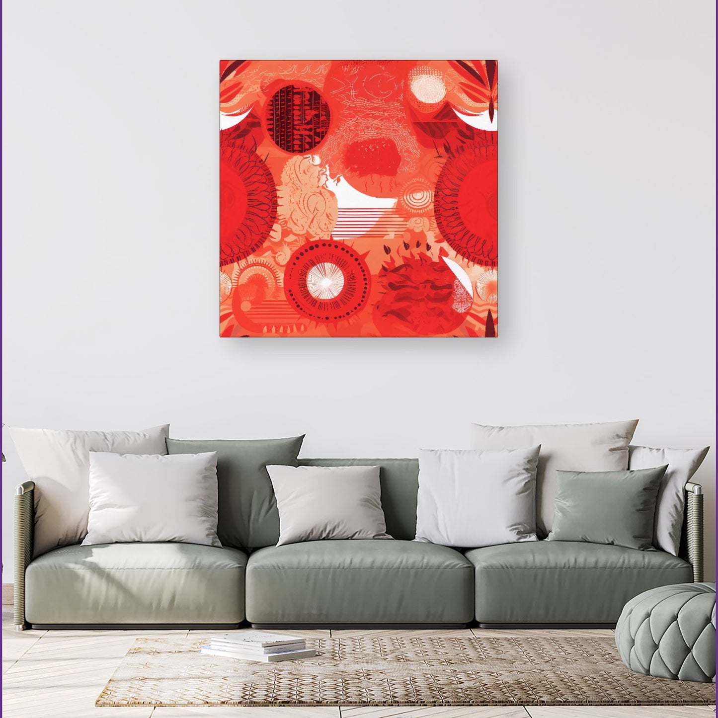Abstract Red Sun pattern Canvas