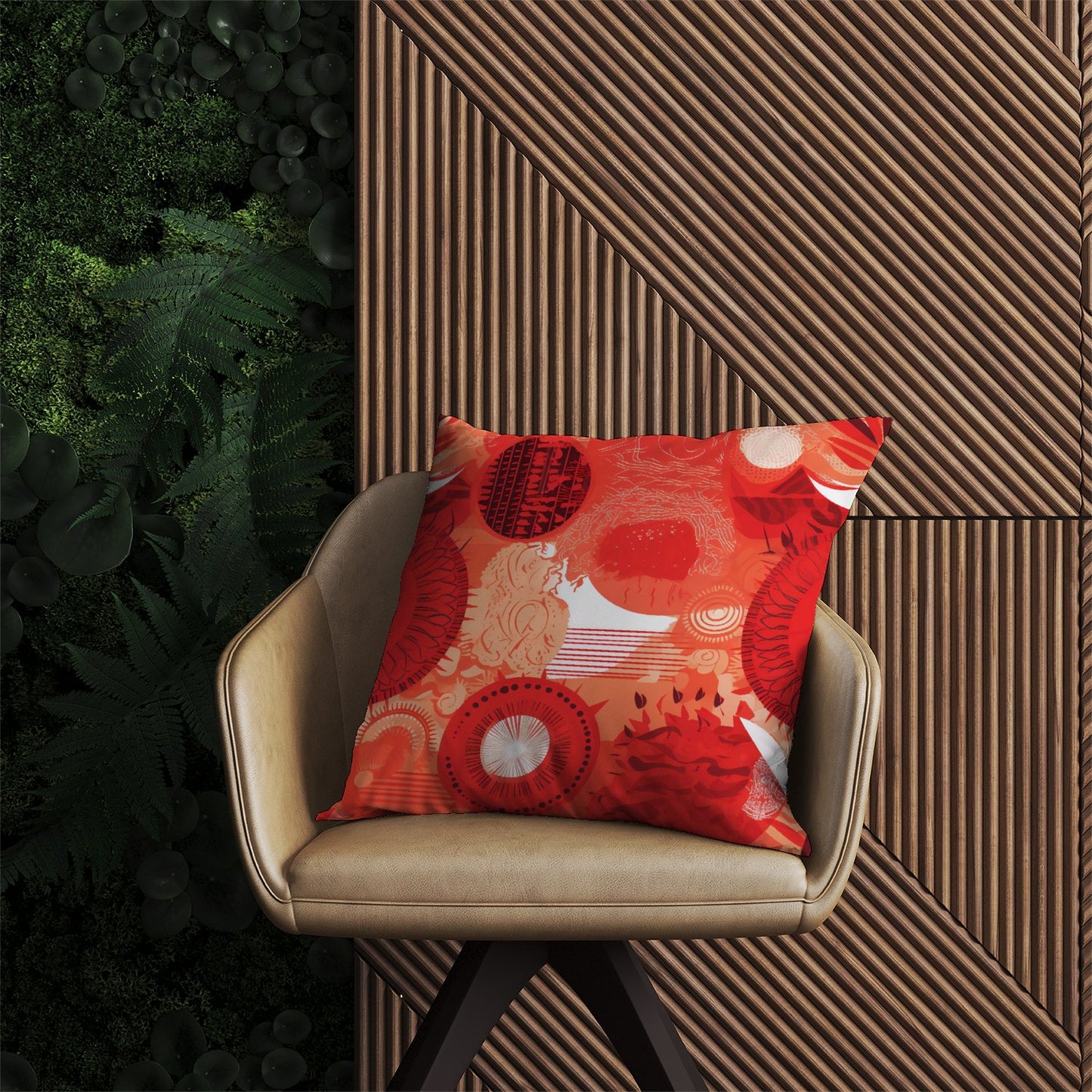 Abstract Red Sun pattern Outdoor Cushion