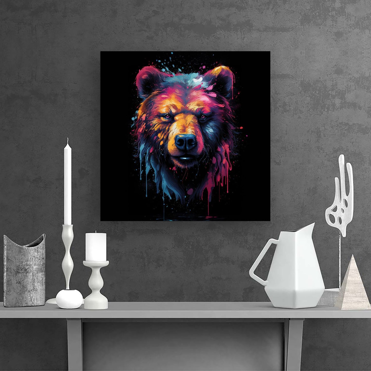 Splashart Bear Face Canvas