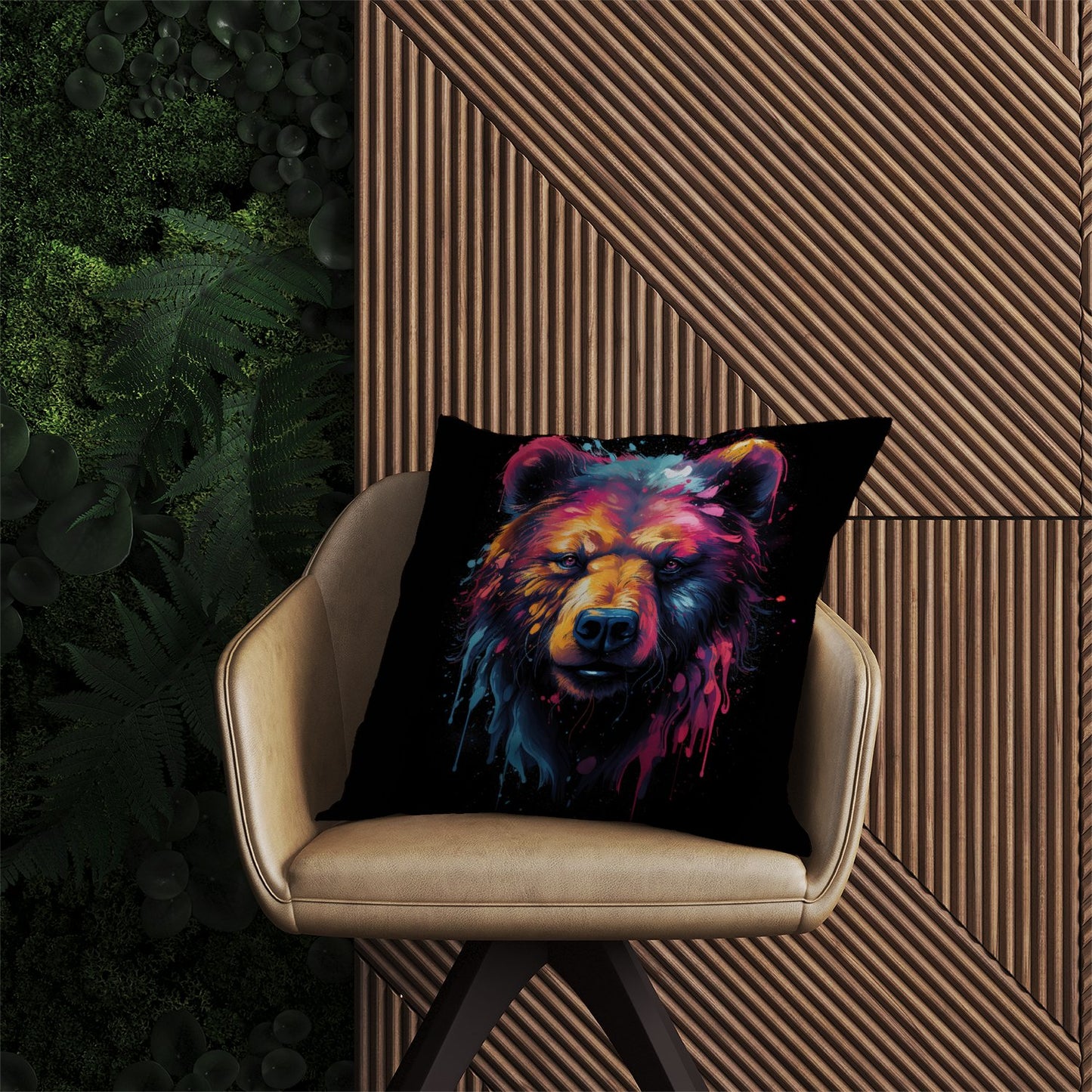 Splashart Bear Face Outdoor Cushion