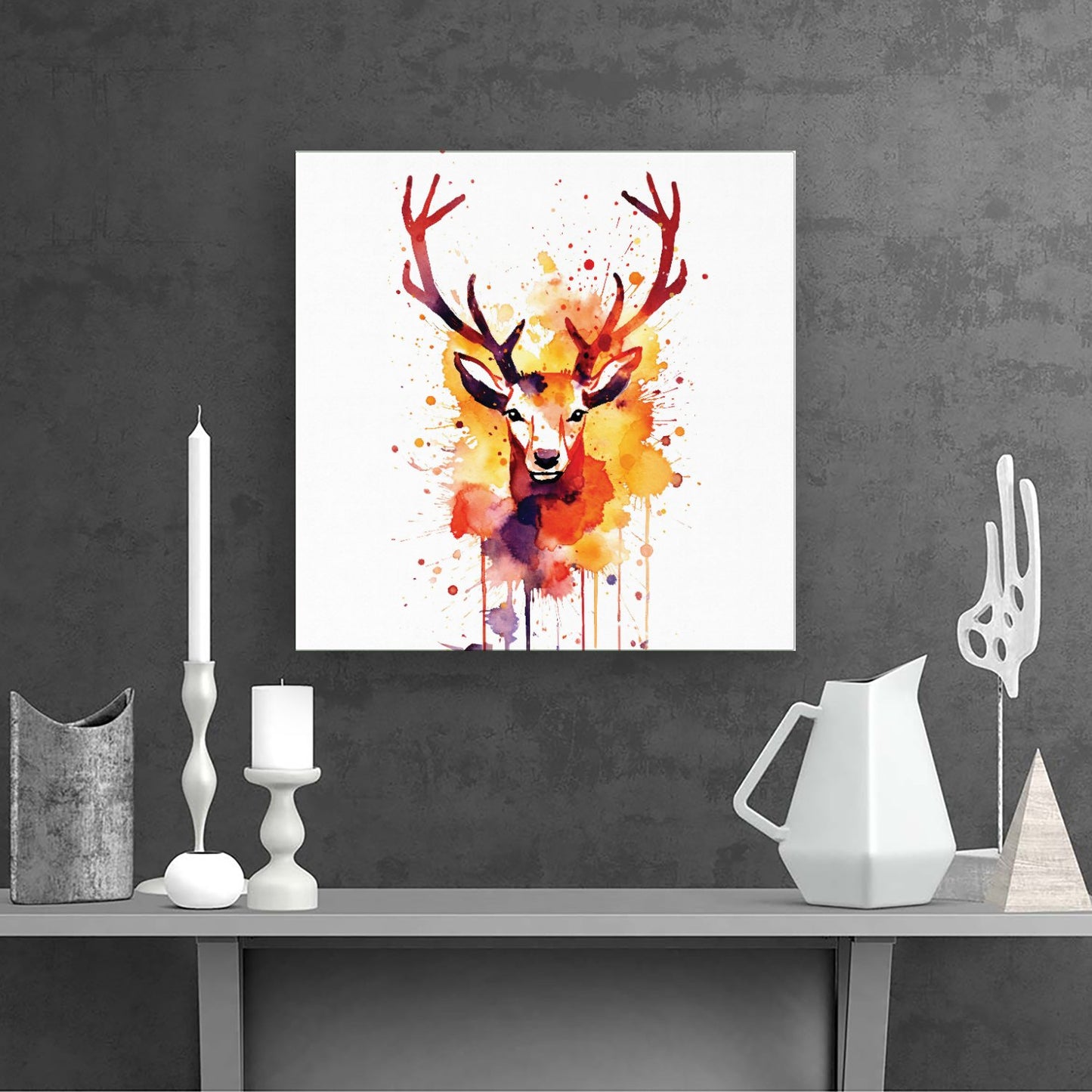 Watercolour Stag Face Canvas