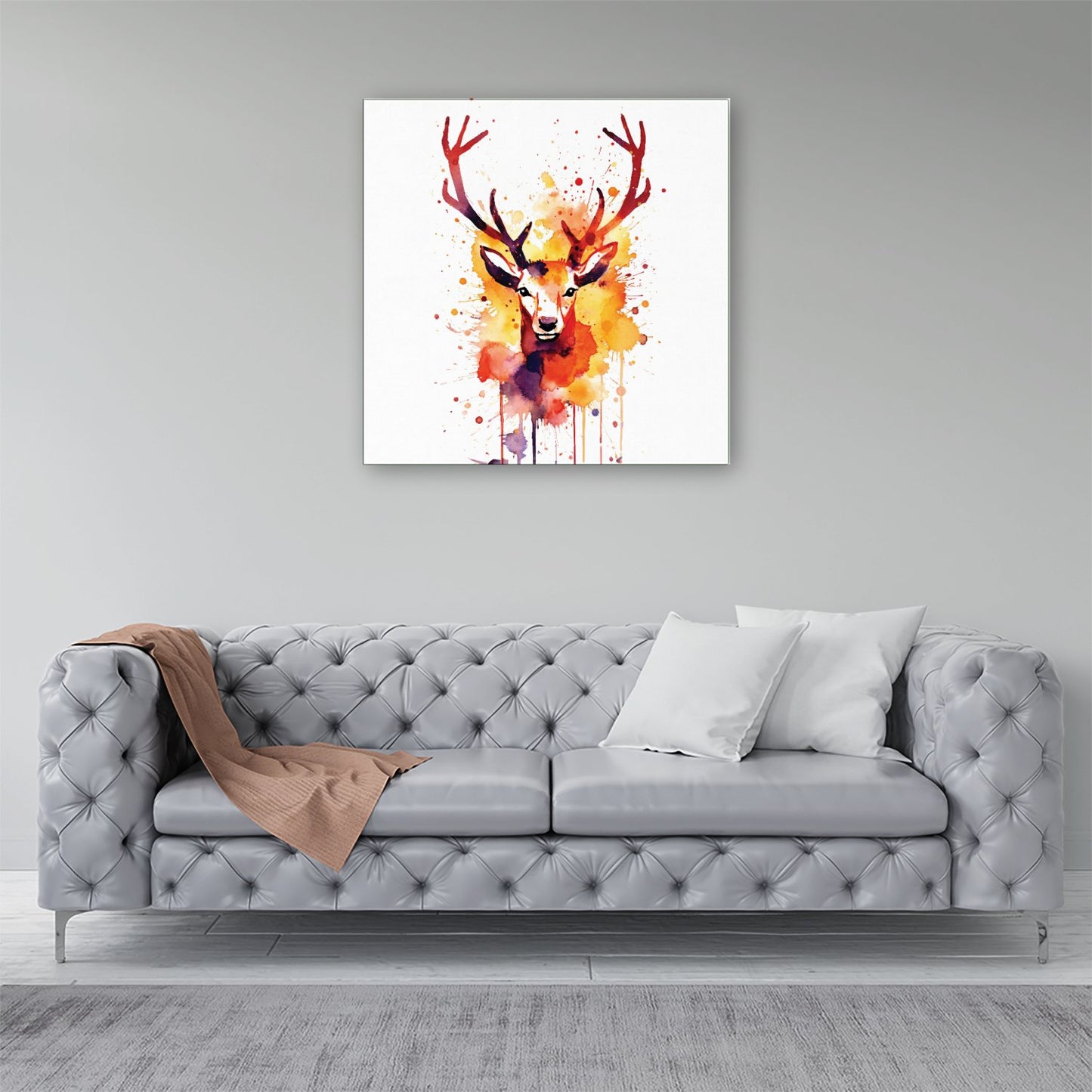 Watercolour Stag Face Canvas