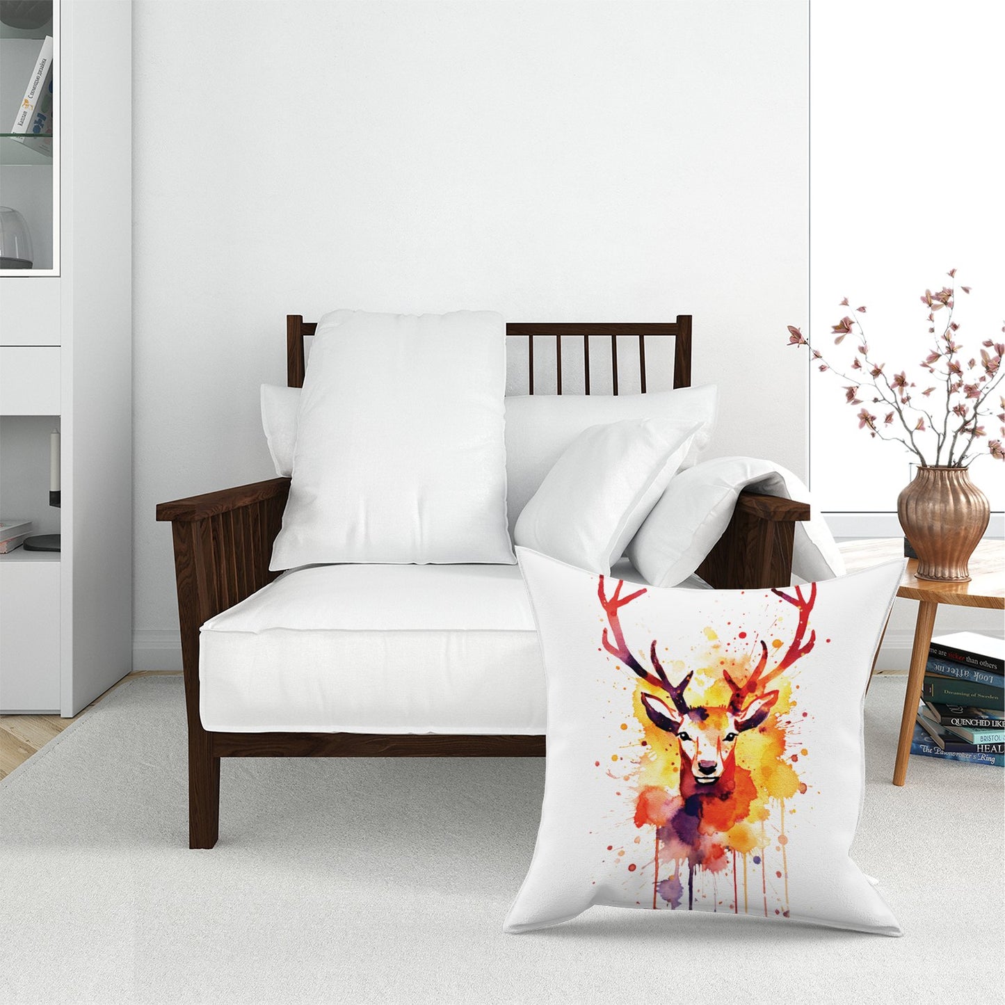 Watercolour Stag Face Floor Cushion