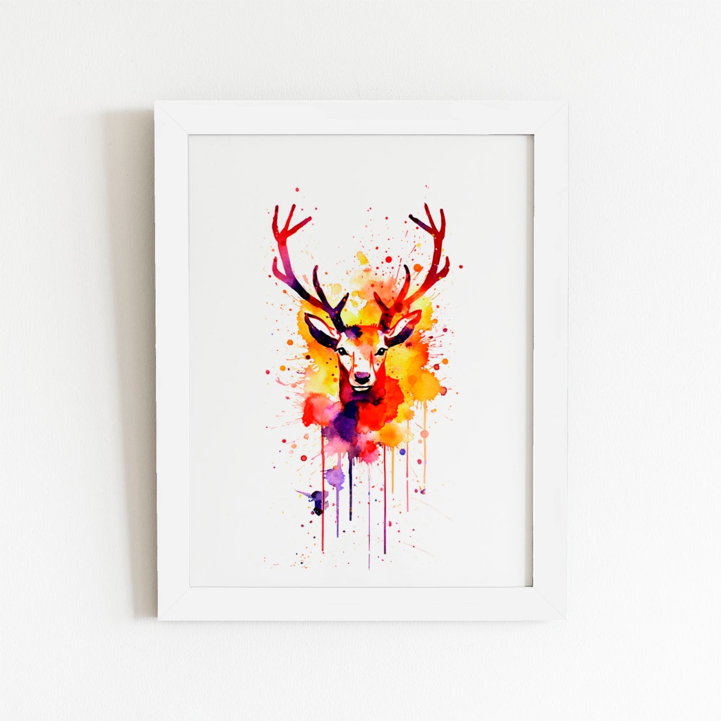 Watercolour Stag Face Art Prints